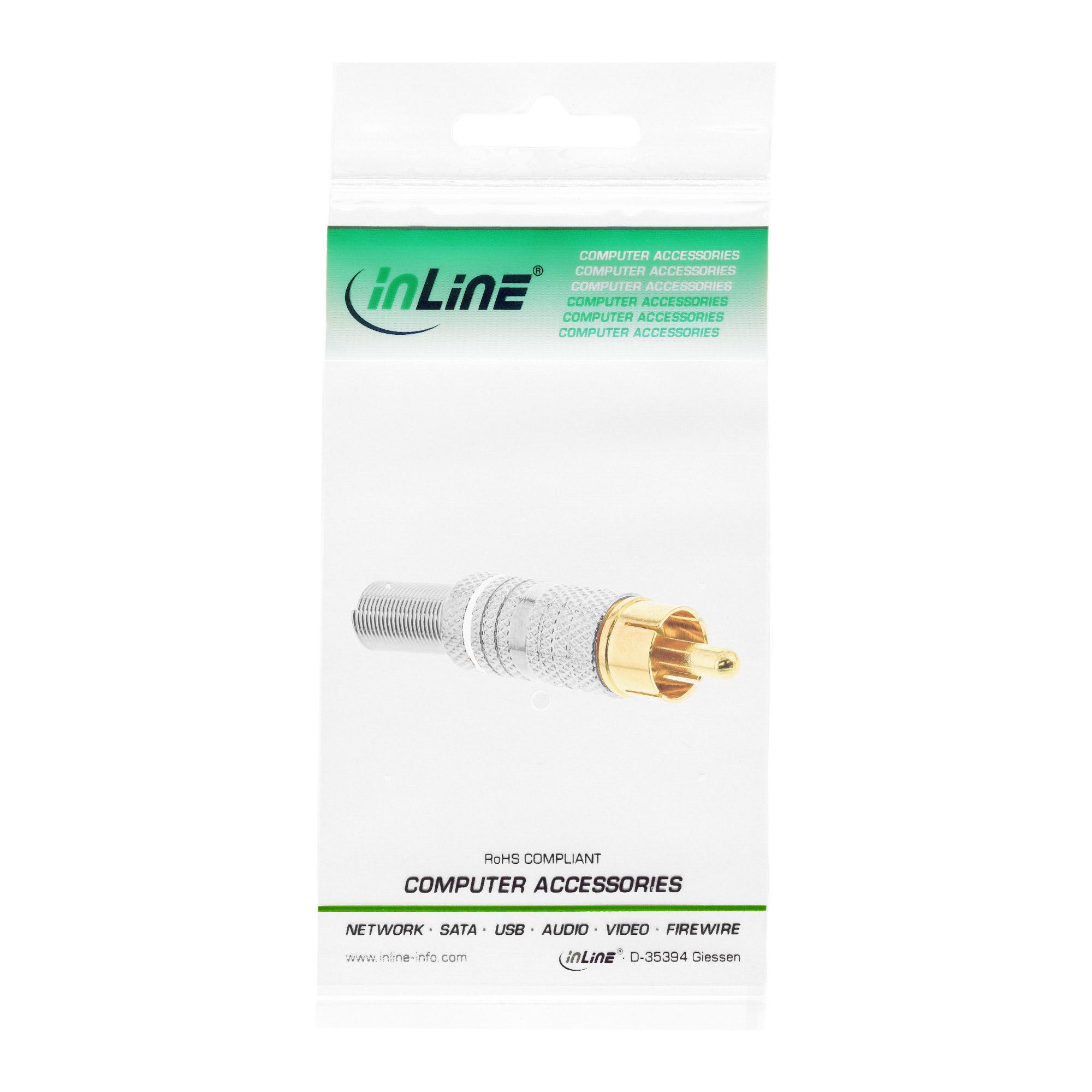 Versione con spina RCA a saldare - metallo argento - anello bianco - per cavo 6mm