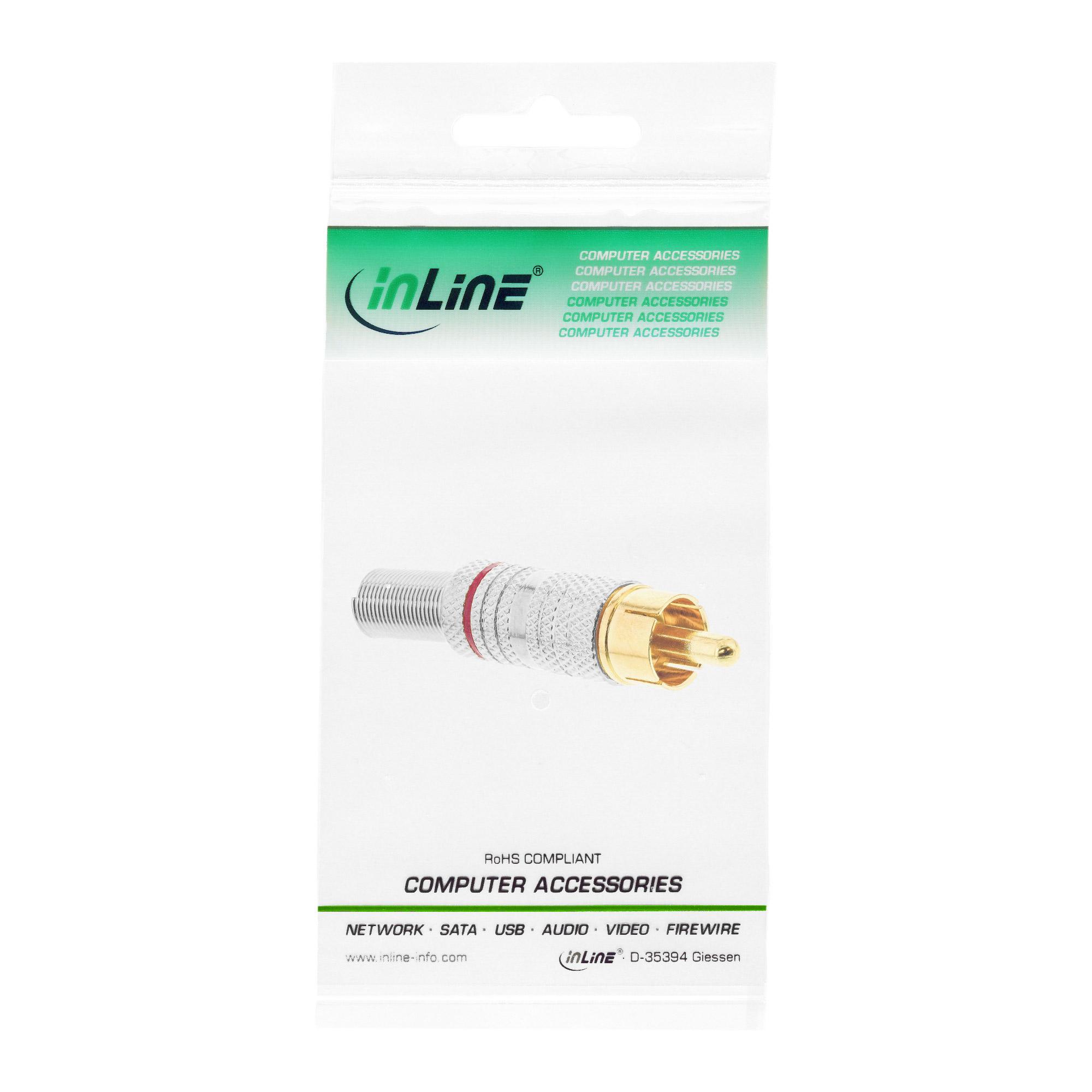 Versione a saldare con spina RCA - metallo argento - anello rosso - per cavo 6mm