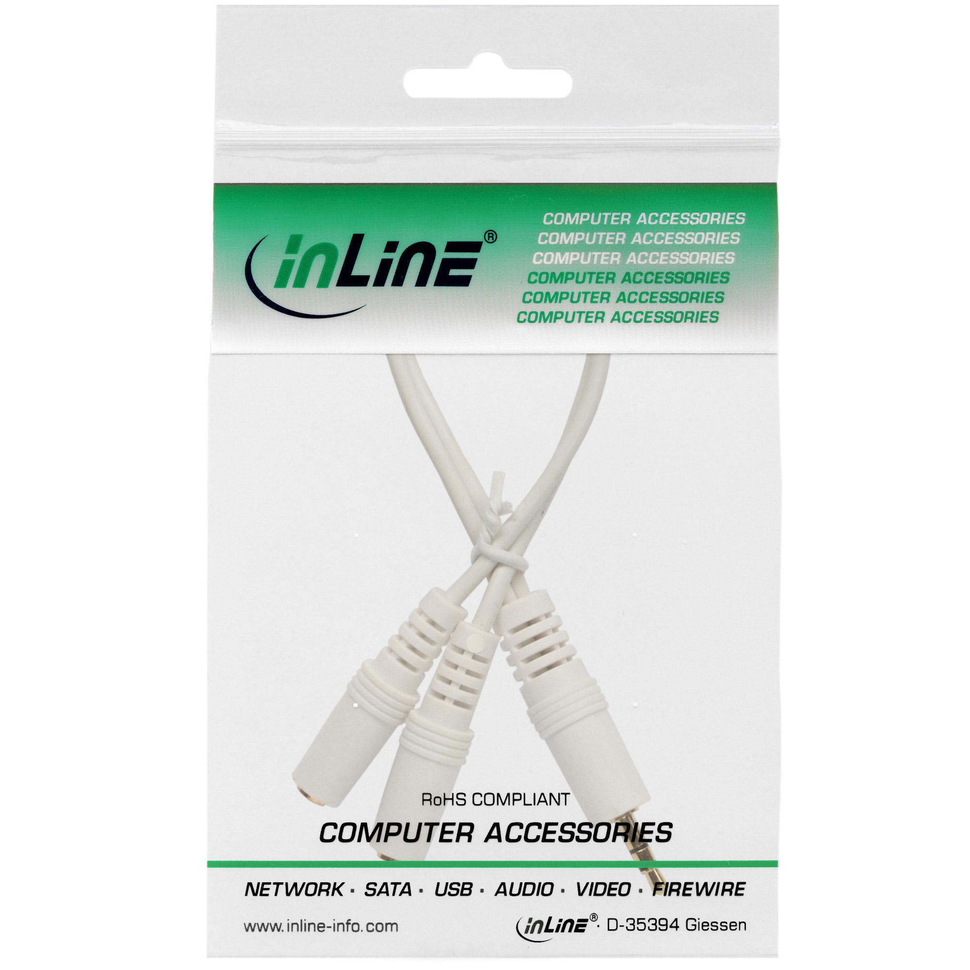 Cavo Jack a Y - ST da 3,5 mm a 2 BU da 3,5 mm - stereo - placcato oro bianco - 0,1 m