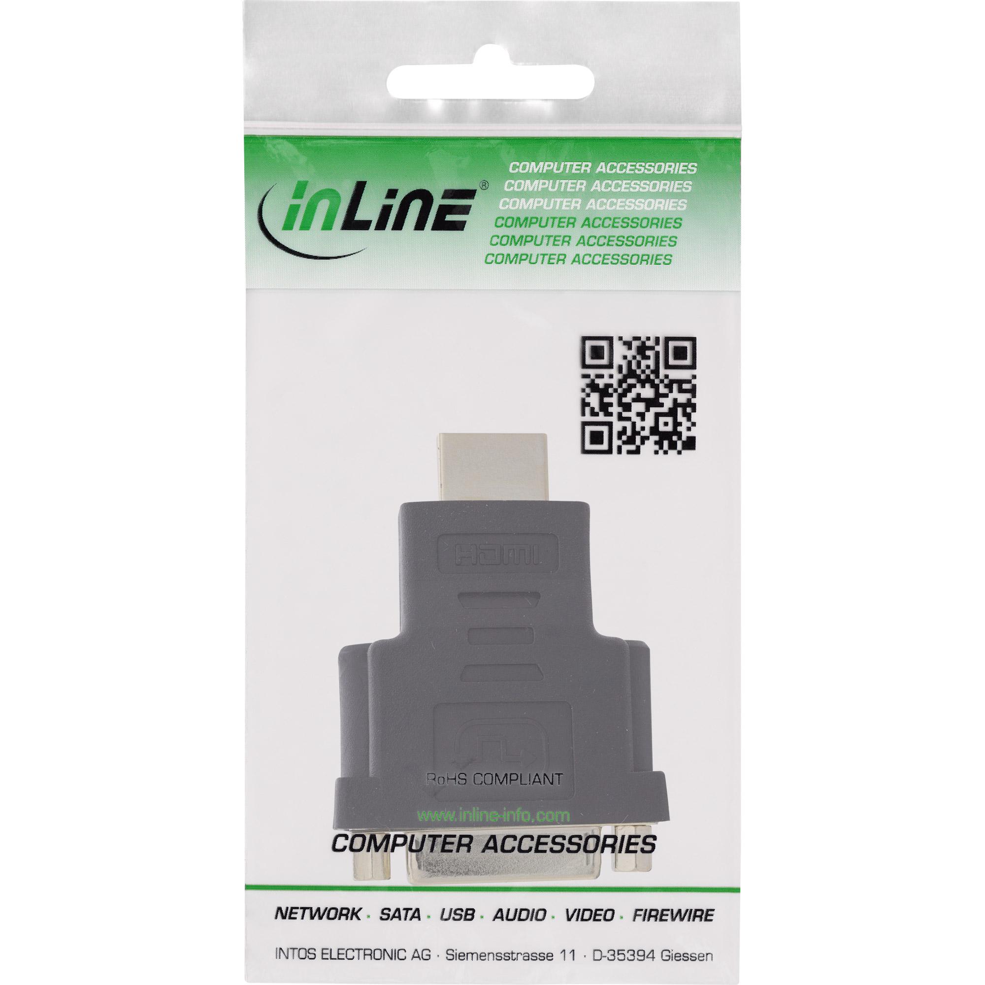 Inline - Adattatore video / audio - HDMI / DVI - HDMI 19 -Pin (M) - DVI -D (W) (17670p)