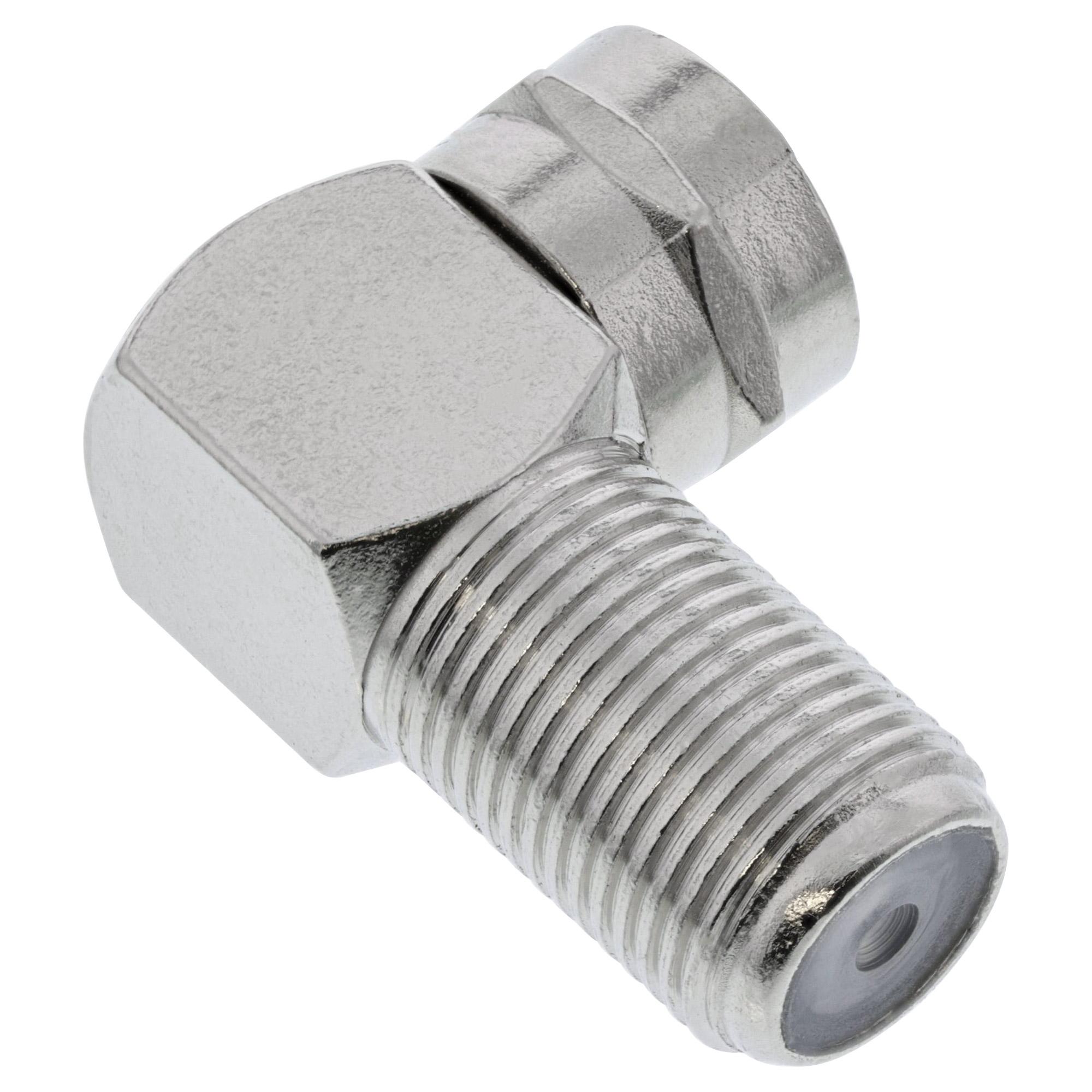 INLINE - Adattatore angolare F per antenna - angolato 90 - spina F - presa F - metallo nichelato
