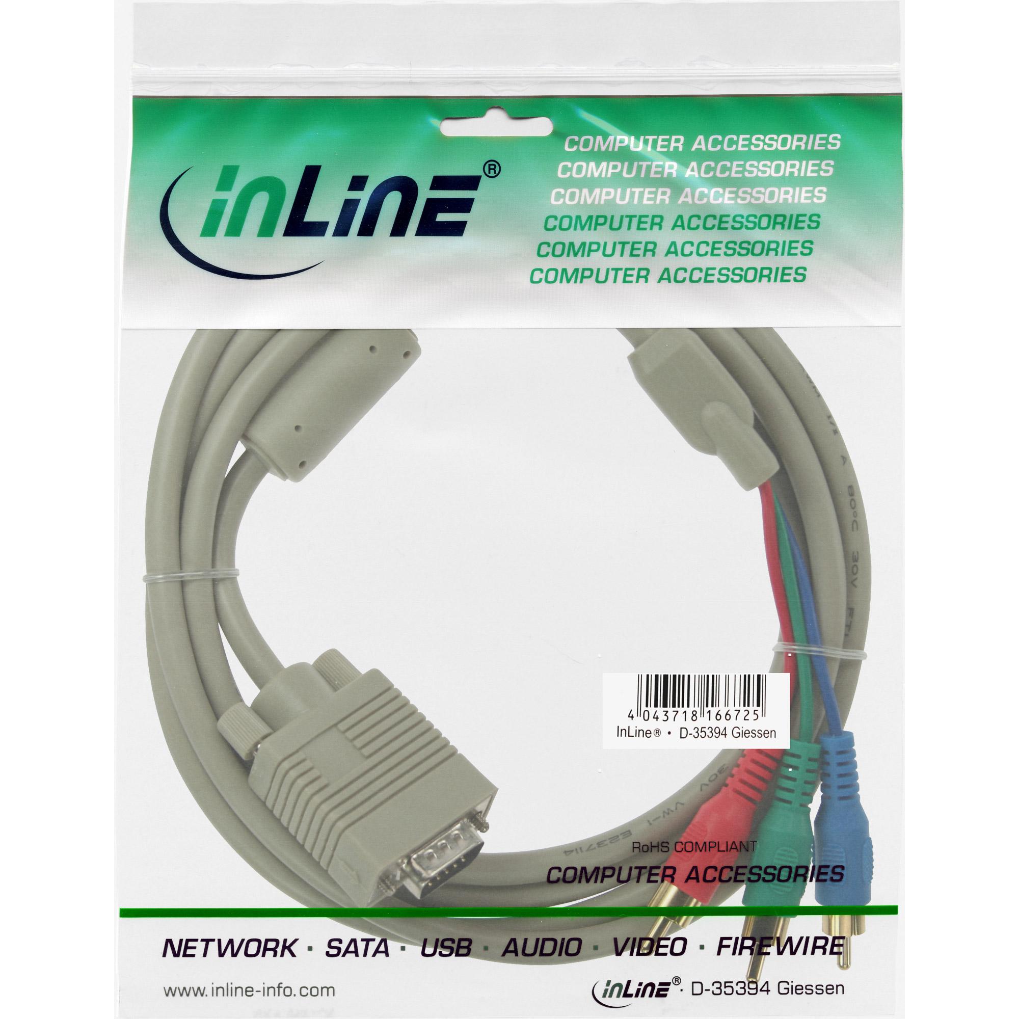 Cavo InLine VGA RGB da connettore VGA a 3 connettori RCA - 2 m (17202)