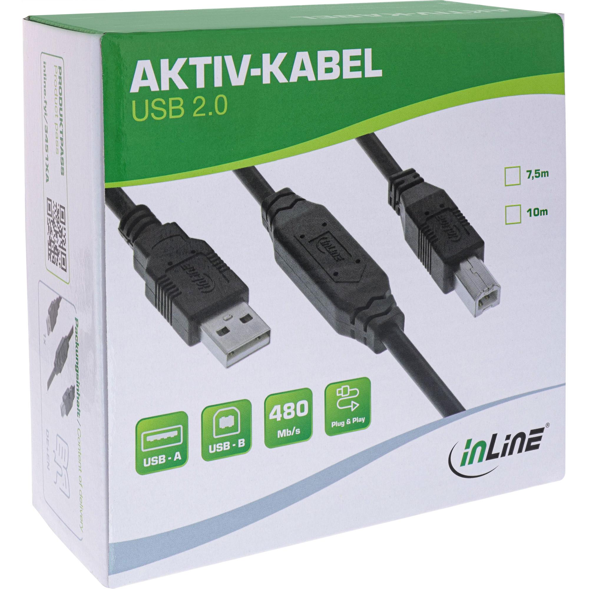 Cavo attivo USB 2.0 - da spina USB-A a spina USB-B - 10 m