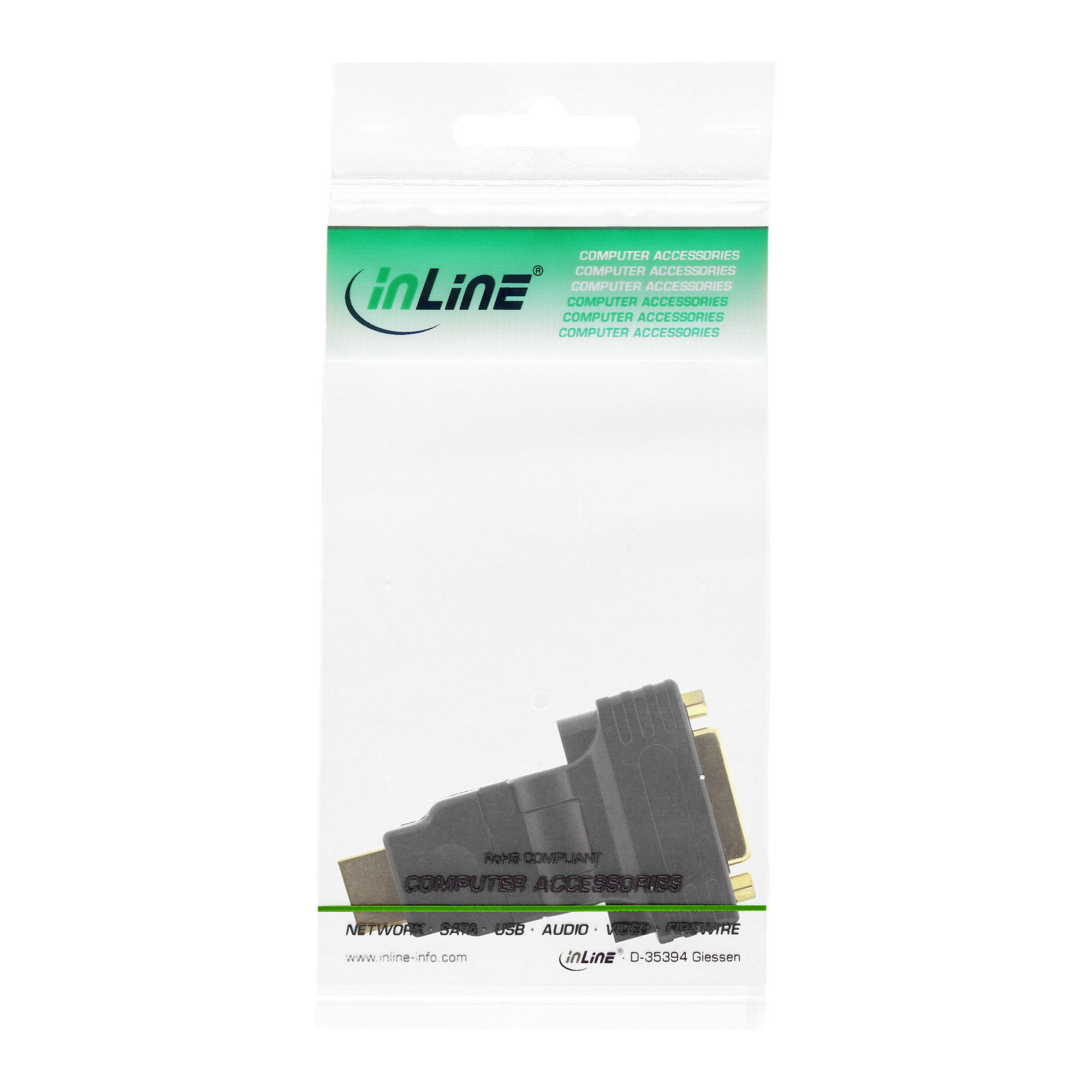 Adattatore HDMI-DVI - spina 19 pin su presa 24+1 - con angolo di 180
