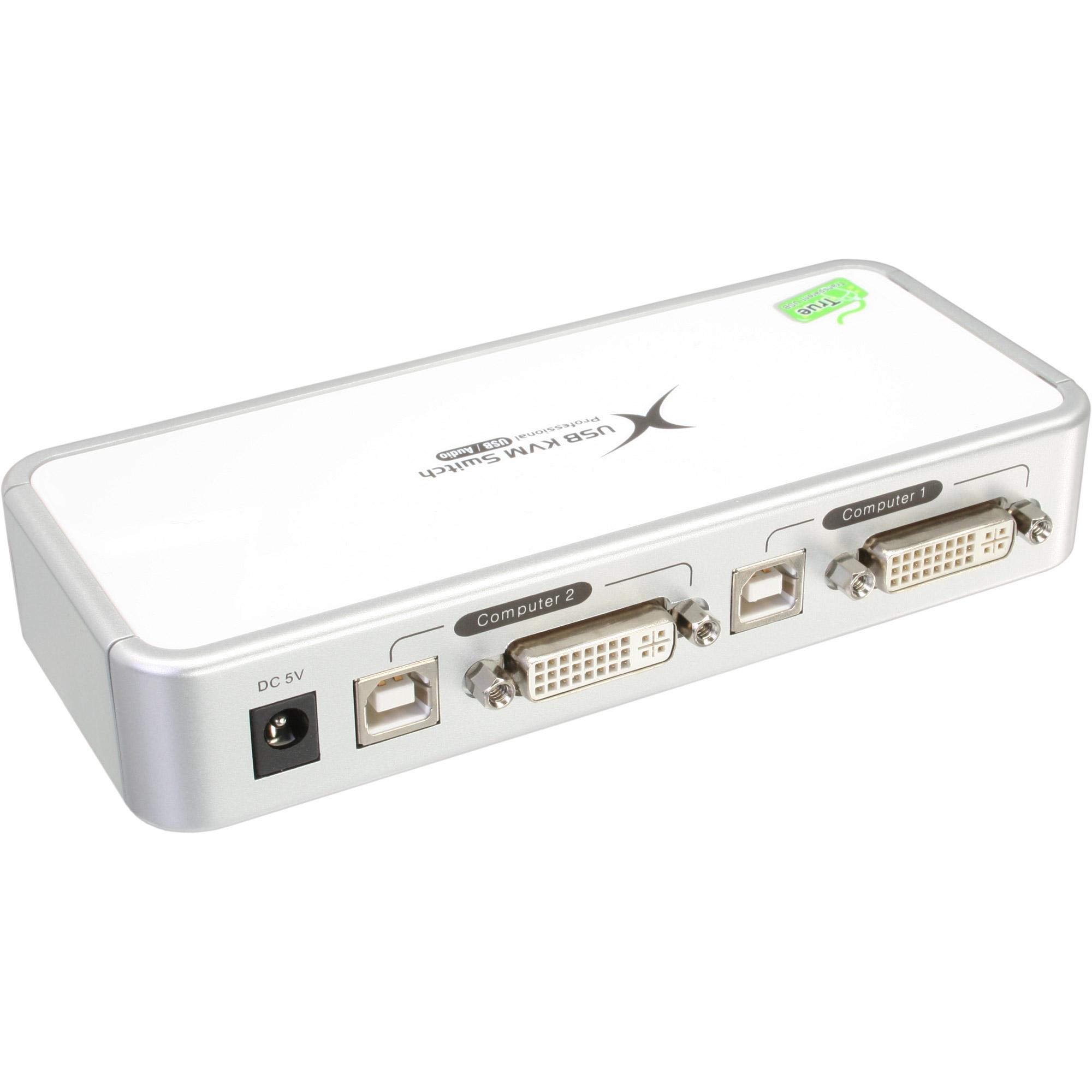 Switch KVM - DVI - 2 vie - USB 4 vie - con audio