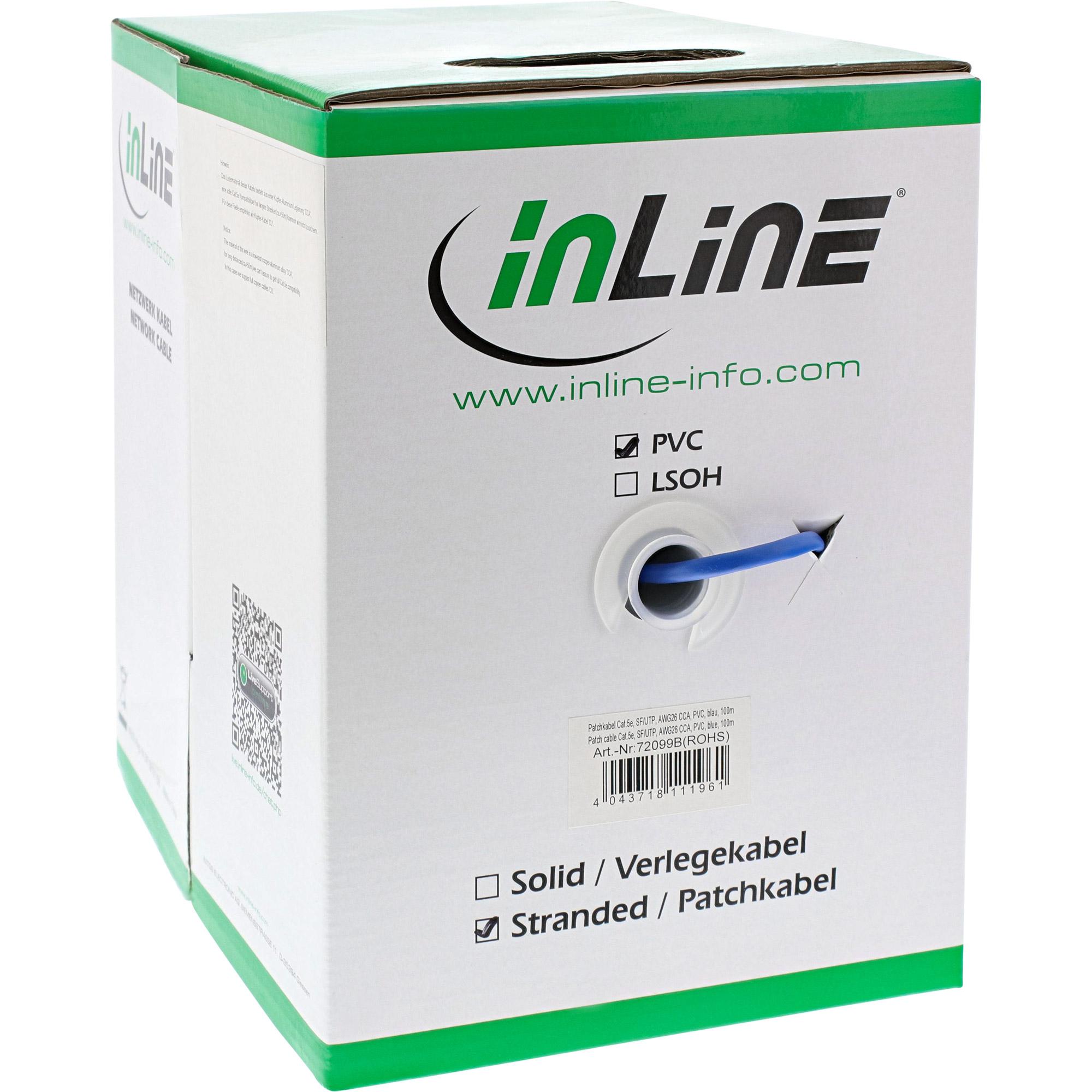 Cavo patch Cat.5e - blu - SF-UTP - AWG26 - PVC - 100 m