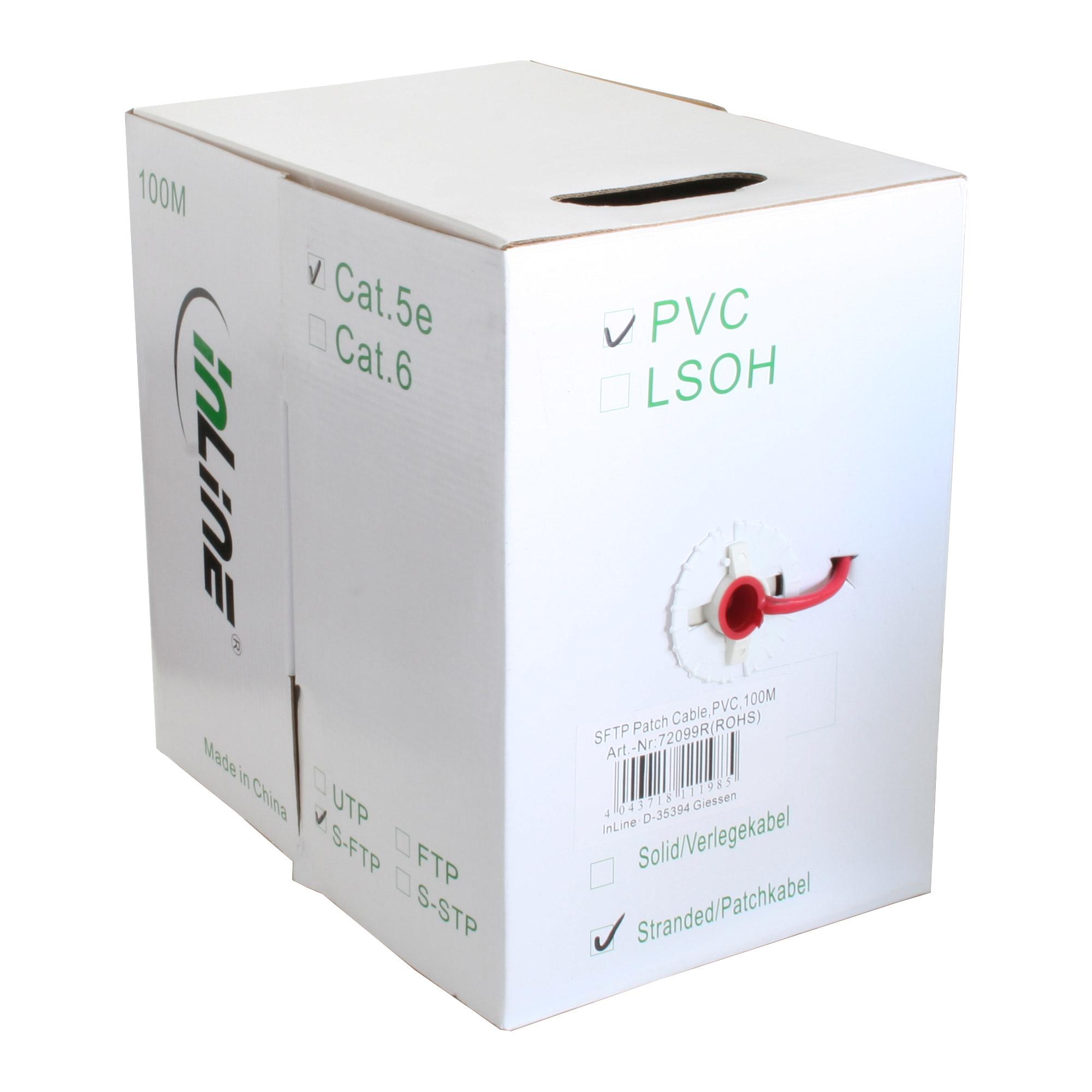 Cavo patch Cat.5e - rosso - SF-UTP - AWG26 - PVC - 100 m