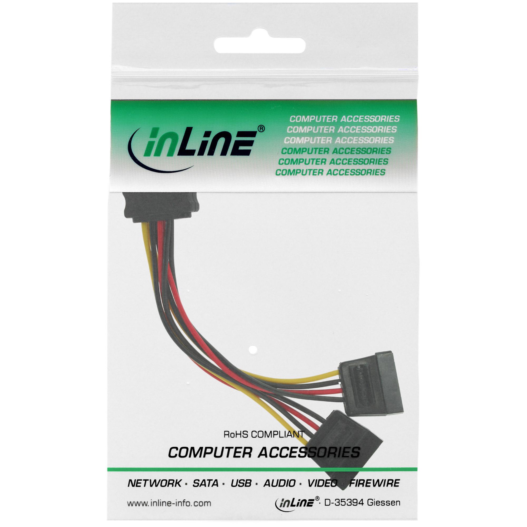 Cavo di alimentazione InLine interno 1xSATA/Bu. su 2xSATA/pc. 015 m (29683)