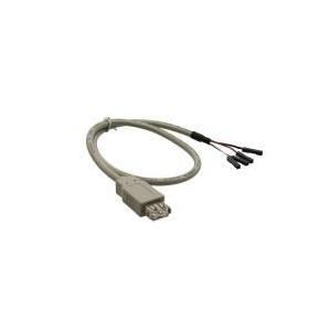 In linea - cavo USB internamente su esterno - header USB 2.0 da 4 -pin (W) a USB (W) - 40 cm - beige