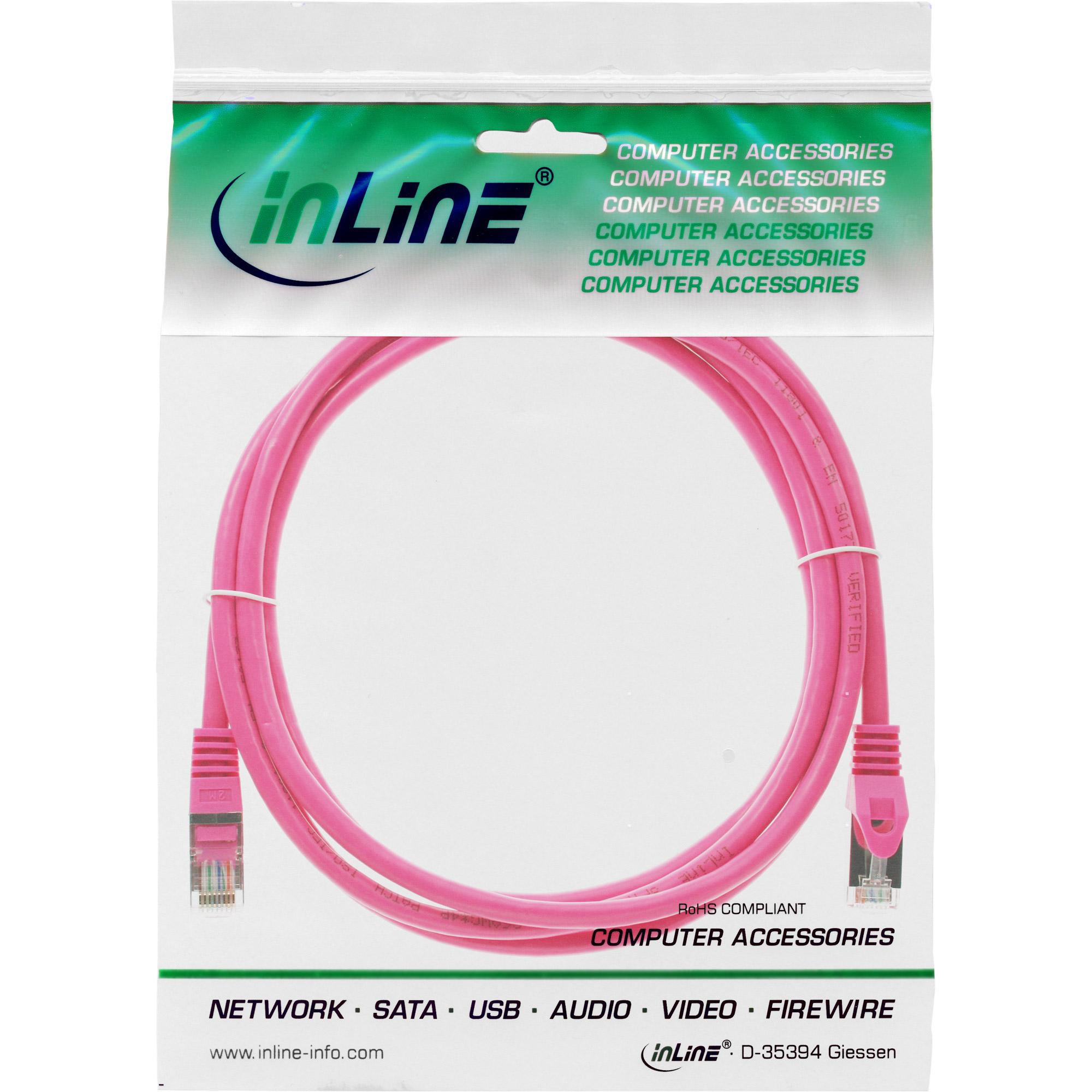 Cavo patch - SF-UTP - Cat.5e - rosa - 0,5 m