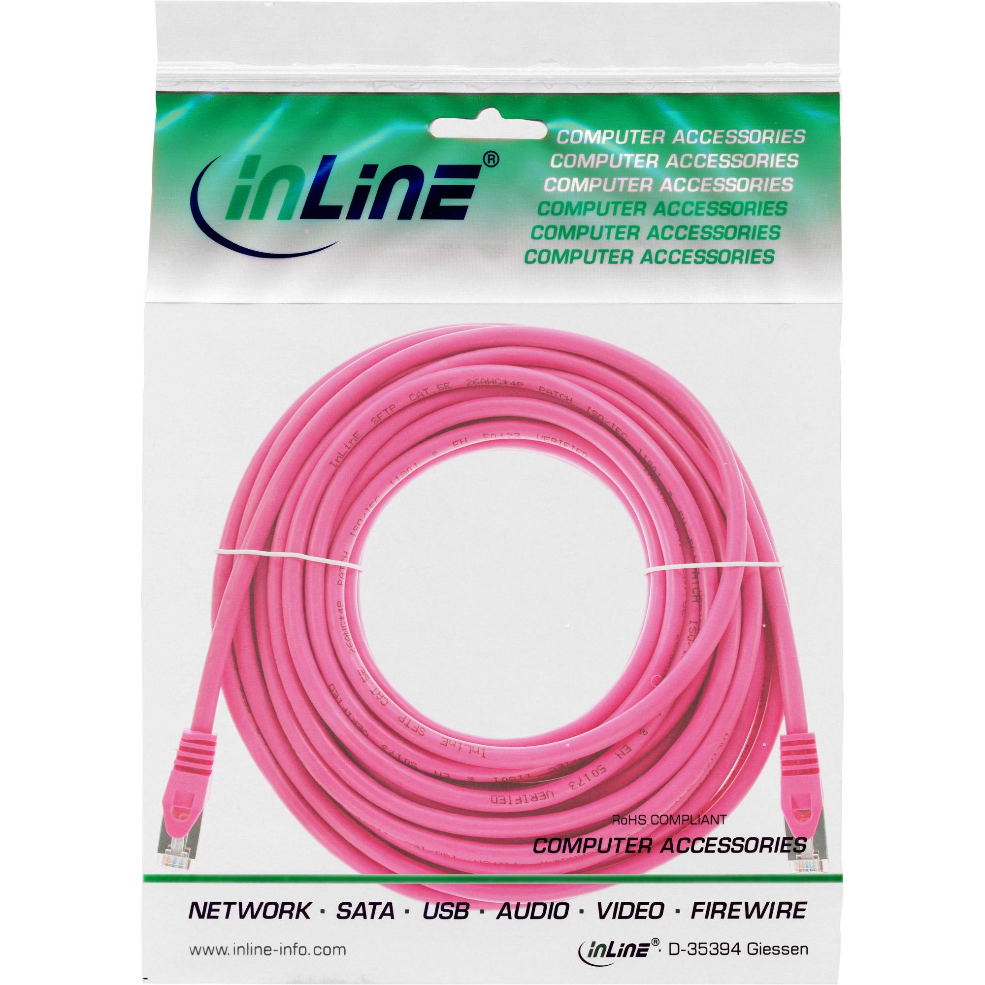 Cavo patch - SF-UTP - Cat.5e - rosa - 20 m