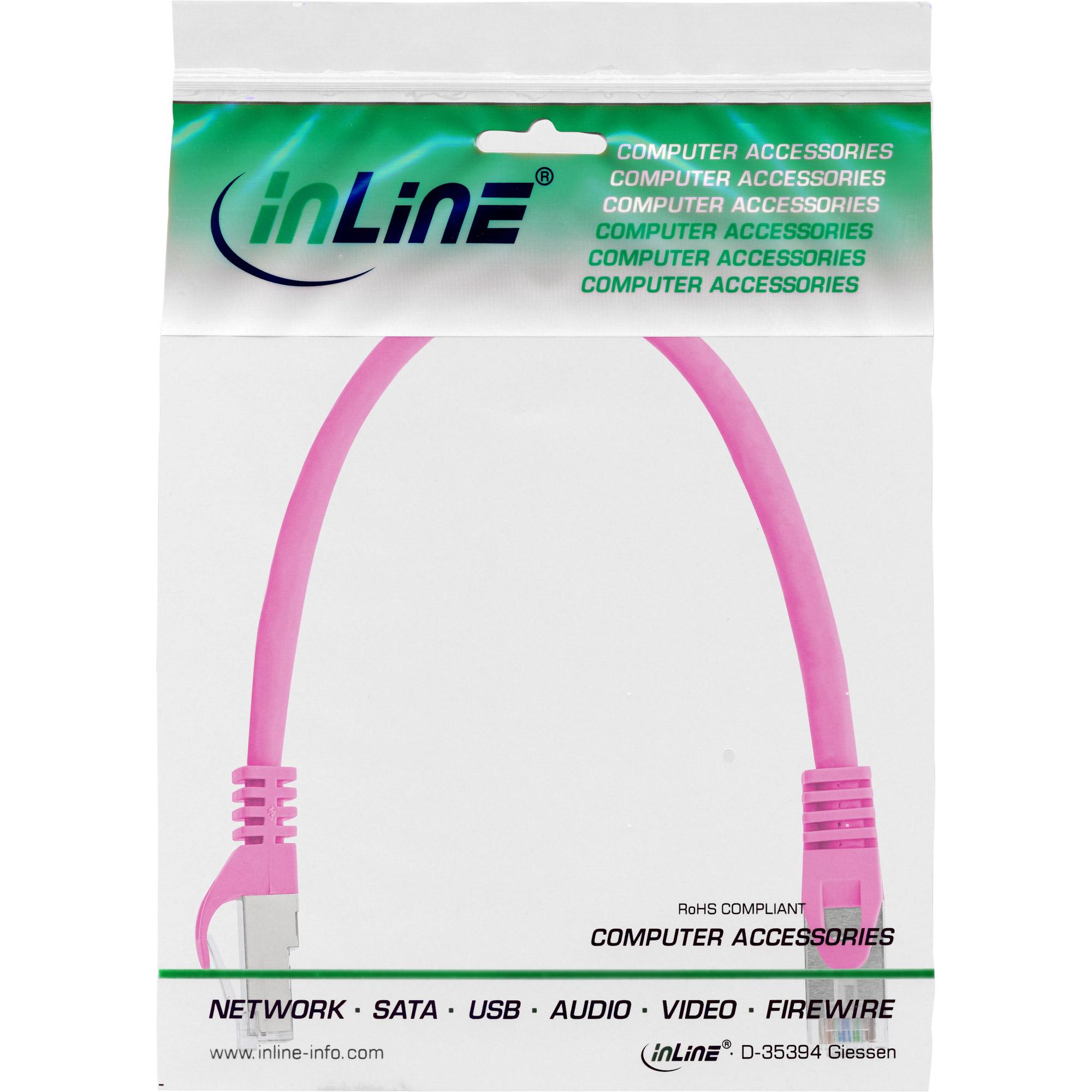Cavo patch - SF-UTP - Cat.5e - rosa - 0,25 m