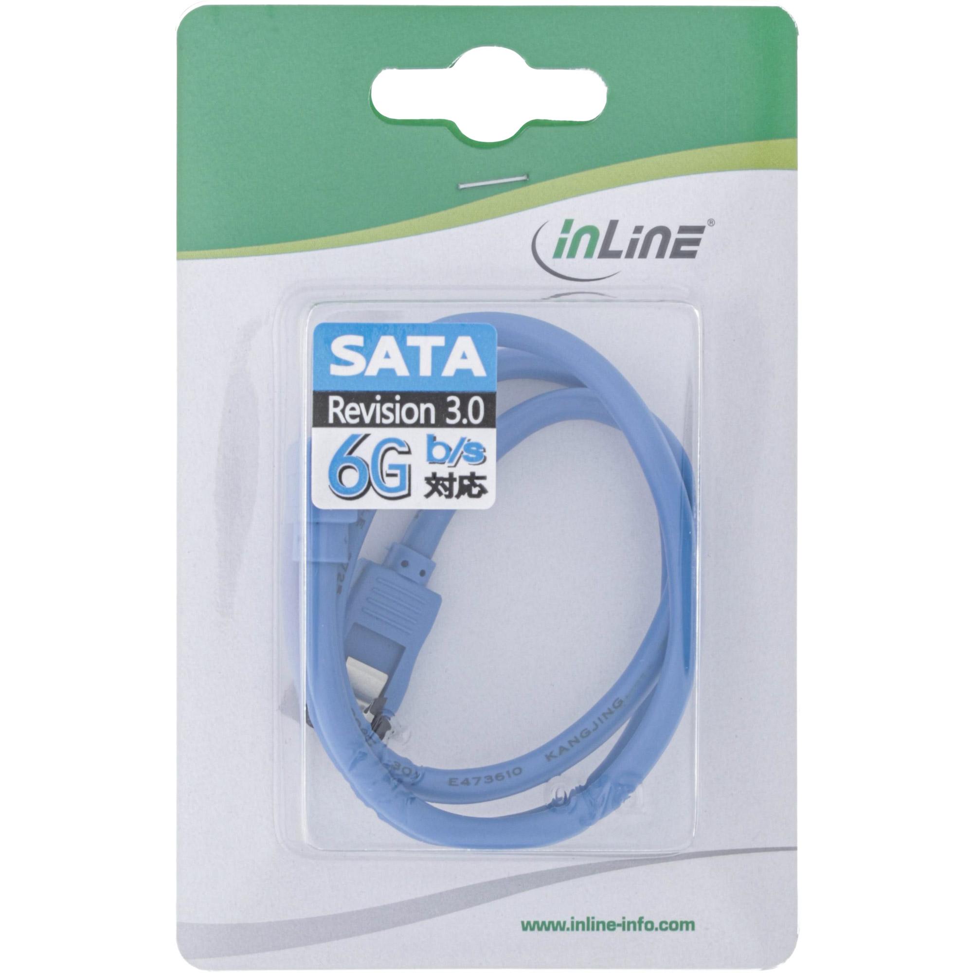 Cavo di collegamento SATA 6Gb-s rotondo - angolato - blu - con capocorda - 0,5 m