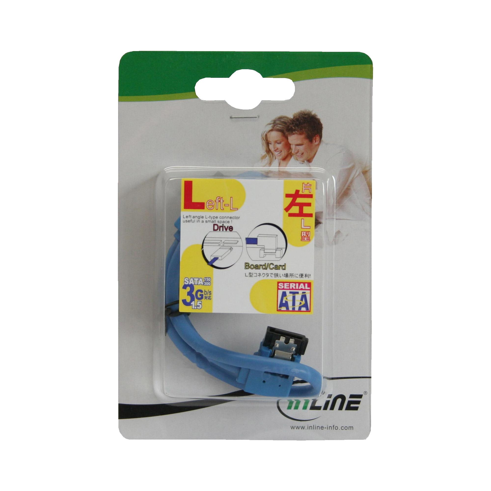 Cavo di collegamento SATA 6Gb-s rotondo - angolato a sinistra - blu - con capocorda - 0,5 m