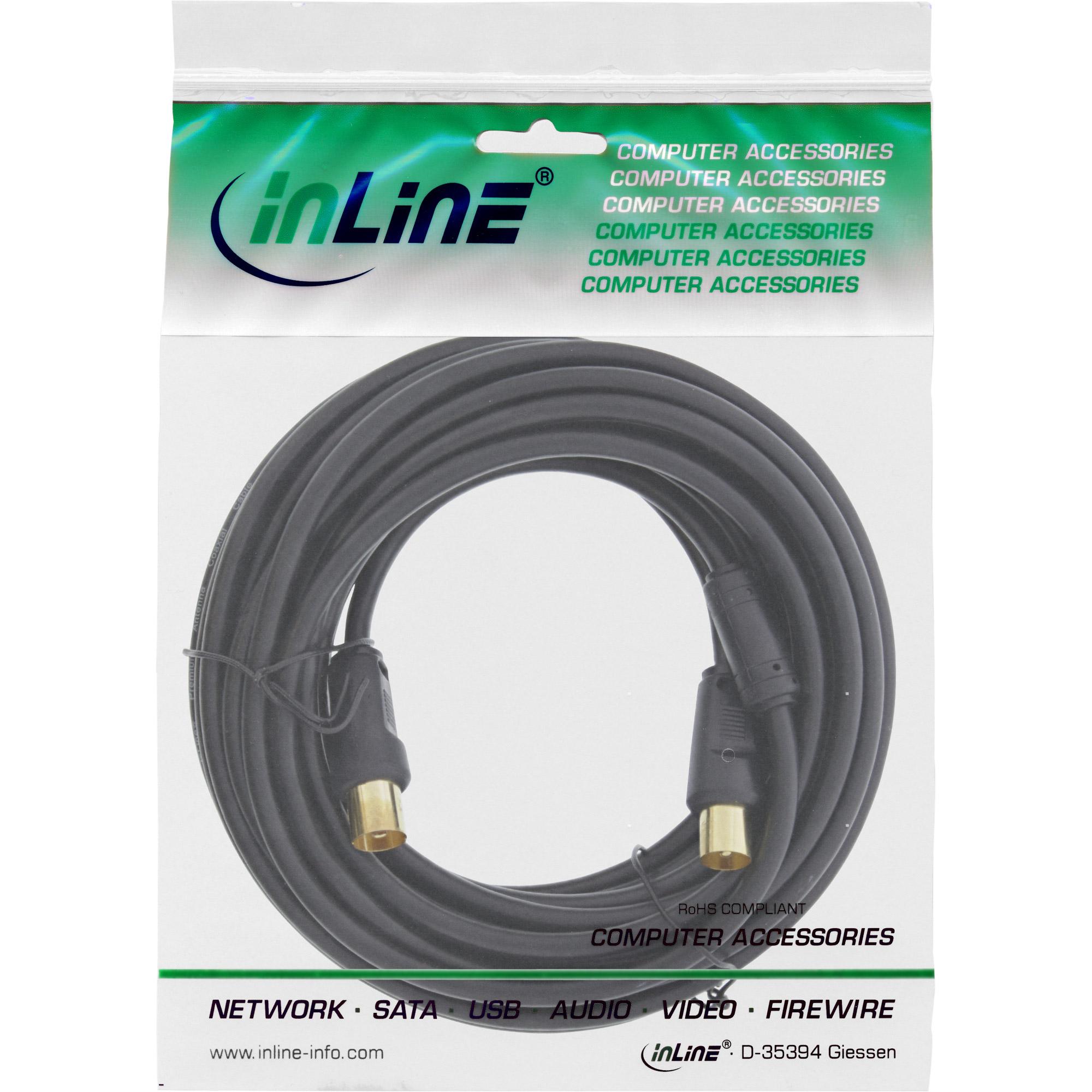 Cavo antenna Premium - 2x schermato - con filtro - 85 dB - nero - 2 m