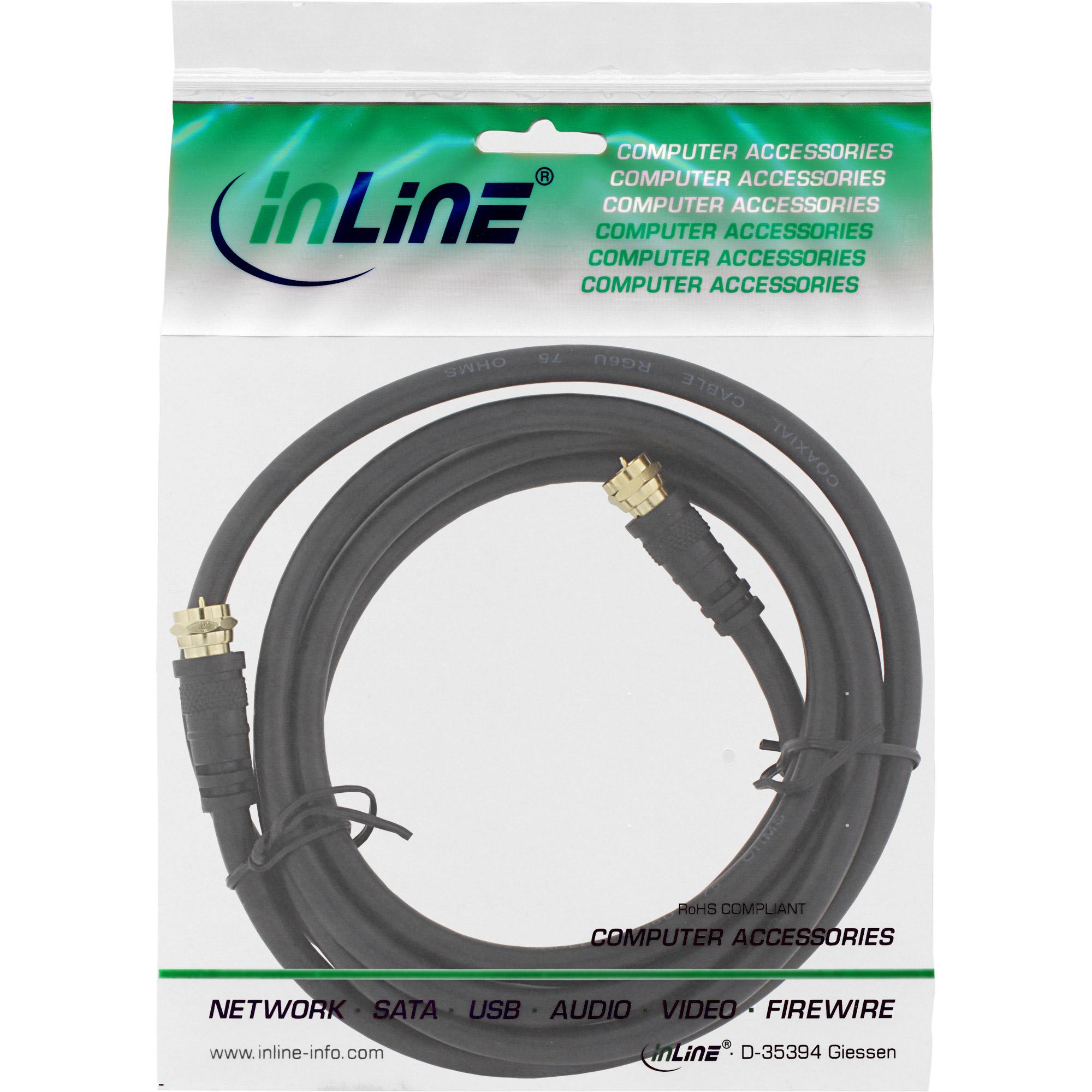 Cavo di collegamento SAT - 2x schermato - 2x connettore F - 85dB - nero - 1m