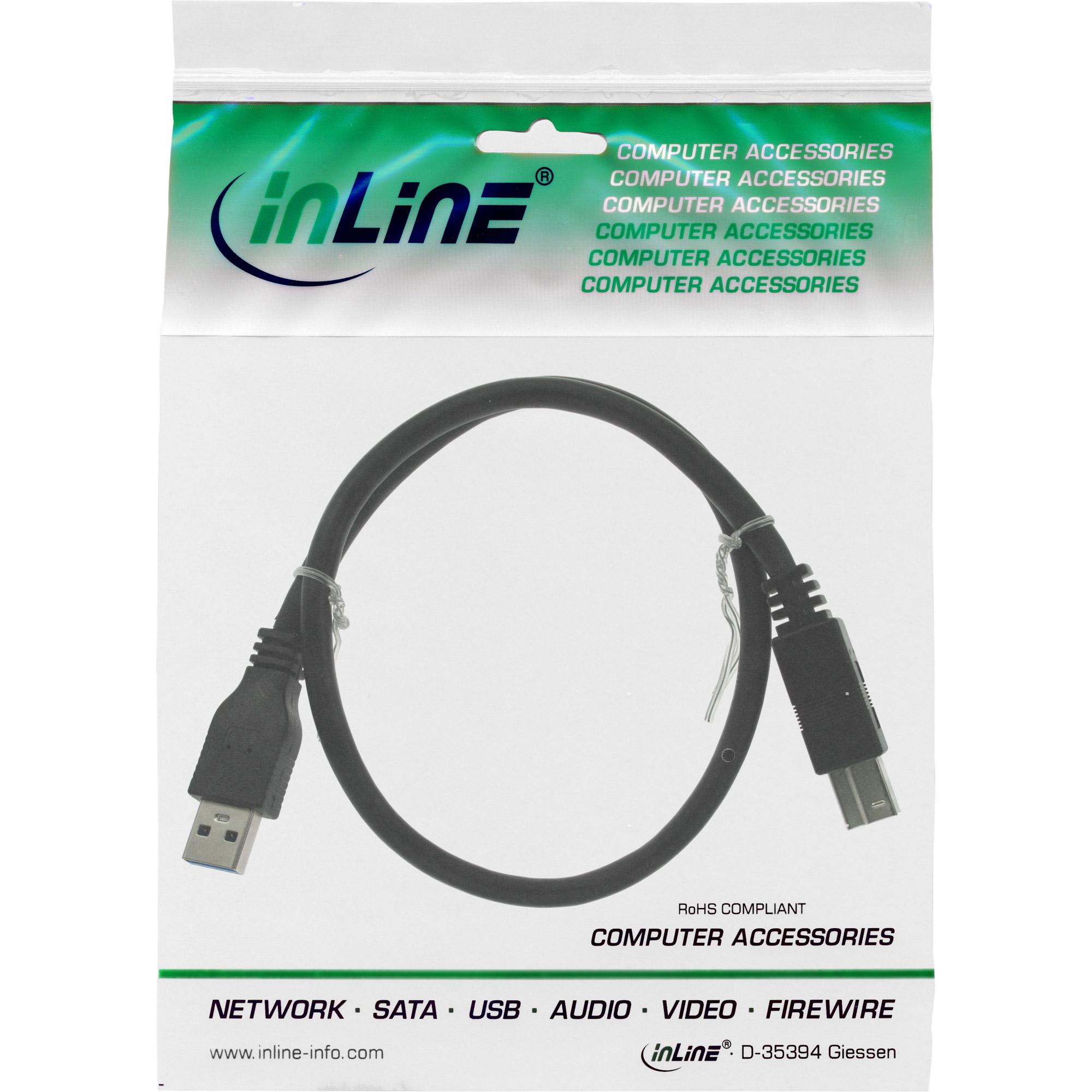 Ã¢â‚¬Â¢ USB 3.0 Typ B Stecker auf Typ A Stecker Ã¢â‚¬Â¢ Farbe: schwarz Ã¢â‚¬Â¢ KabellÃƒÂ¤nge: 3m