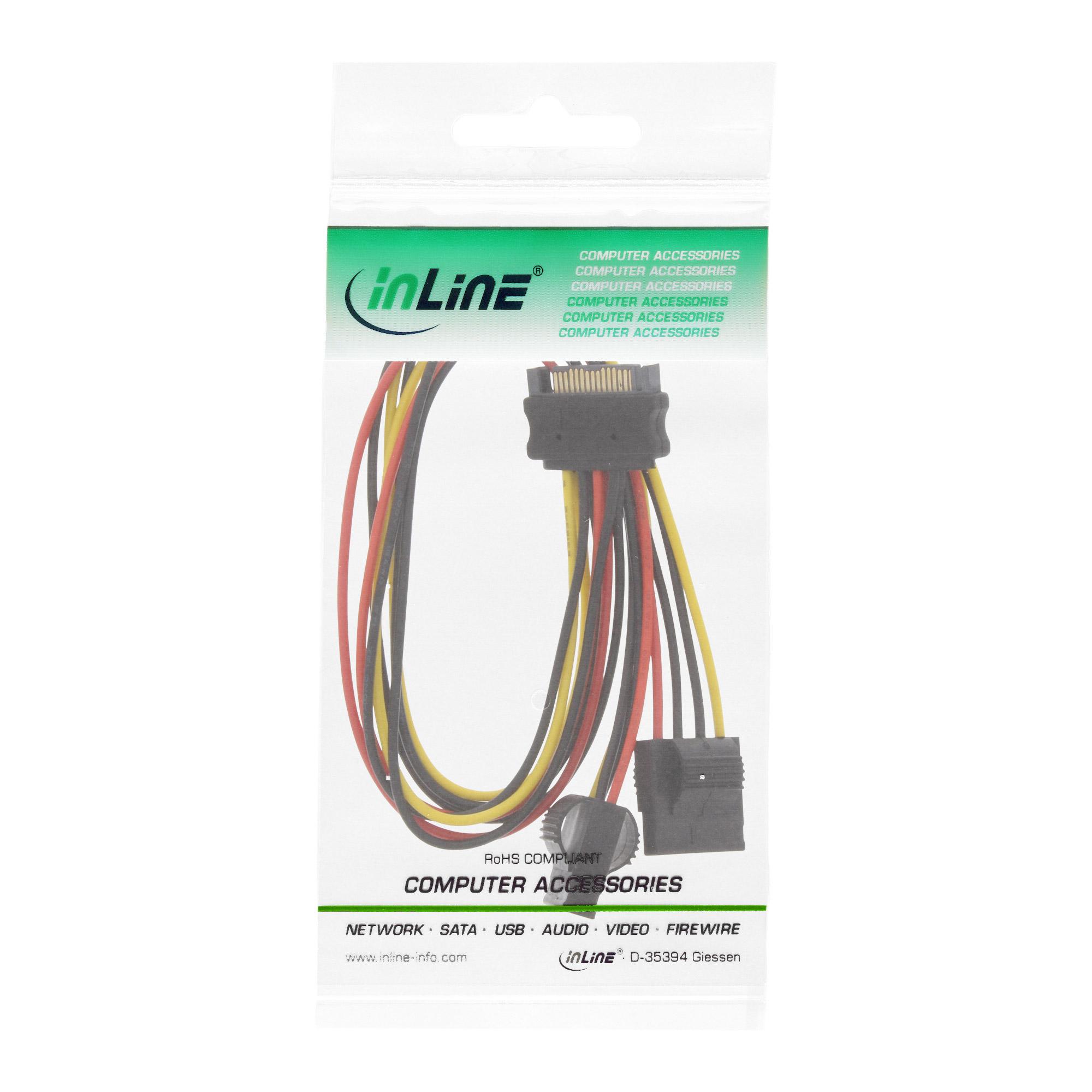 Cavo di alimentazione SATA InLine a Y per 2x Molex a 4 pin - 30 cm (29684)