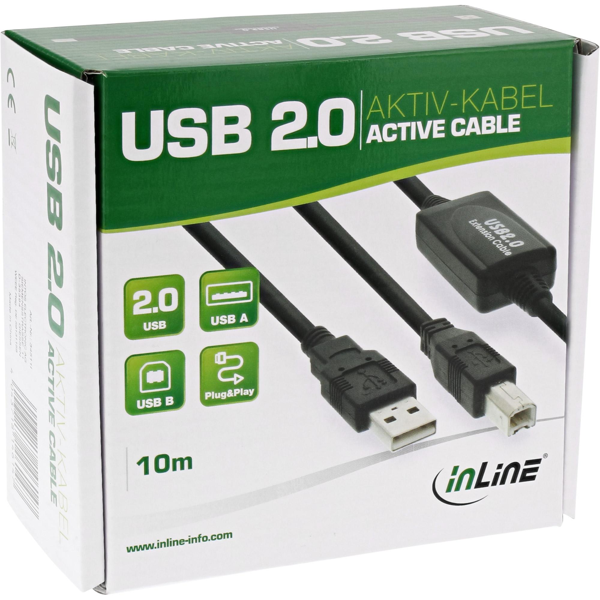 Cavo USB 2.0 - attivo con amplificazione del segnale Inchrepeater Inch - da A a B - 10 m