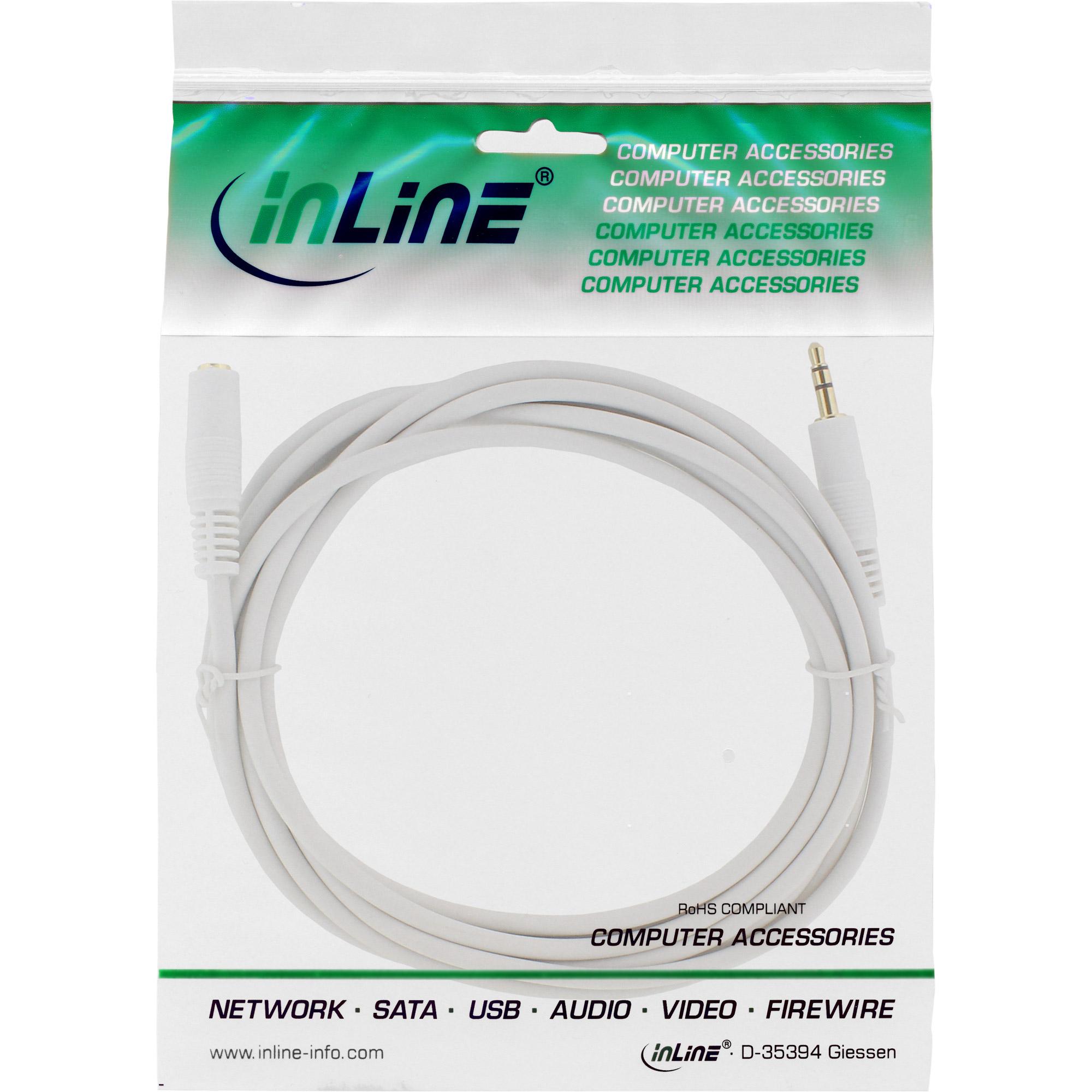 Prolunga jack - spina 3,5mm - presa - stereo bianco - oro - 1m