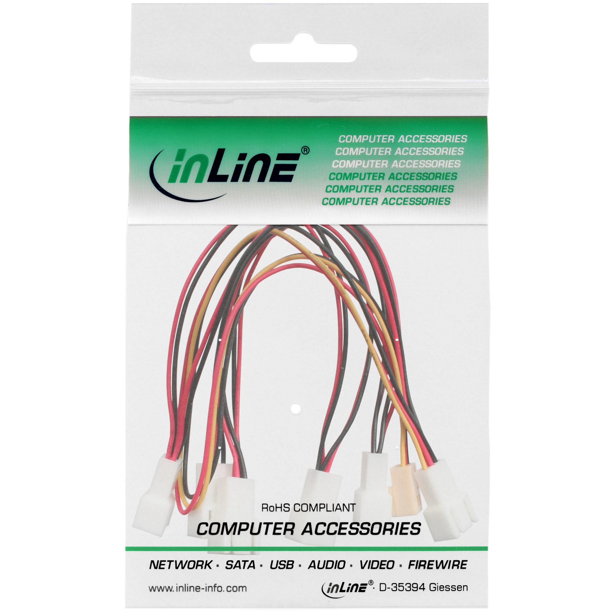 Inline - cavo dell'adattatore a lo showter - 3 -pole molex (w) - 6 x 3 -pole molex (w) - 15 cm (33436)