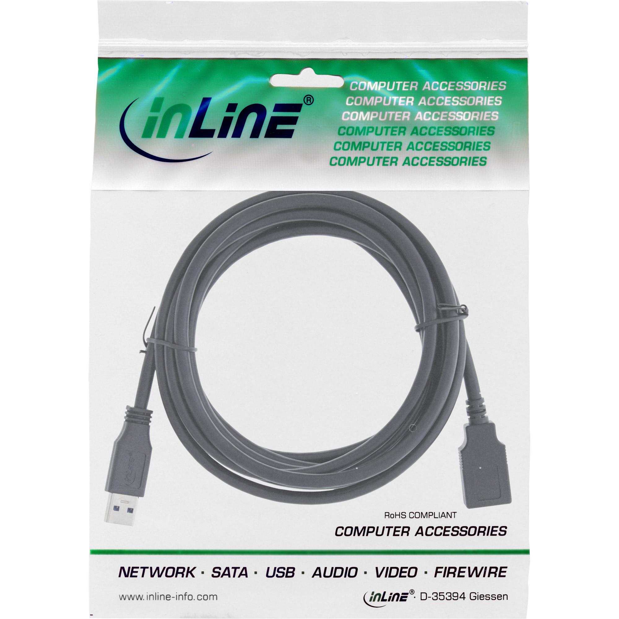 Inline 35615 - cavo USB - USB Tipo A 4 -Pin (M) - USB Tipo A 4 -Pin (W) - 15 m - Black