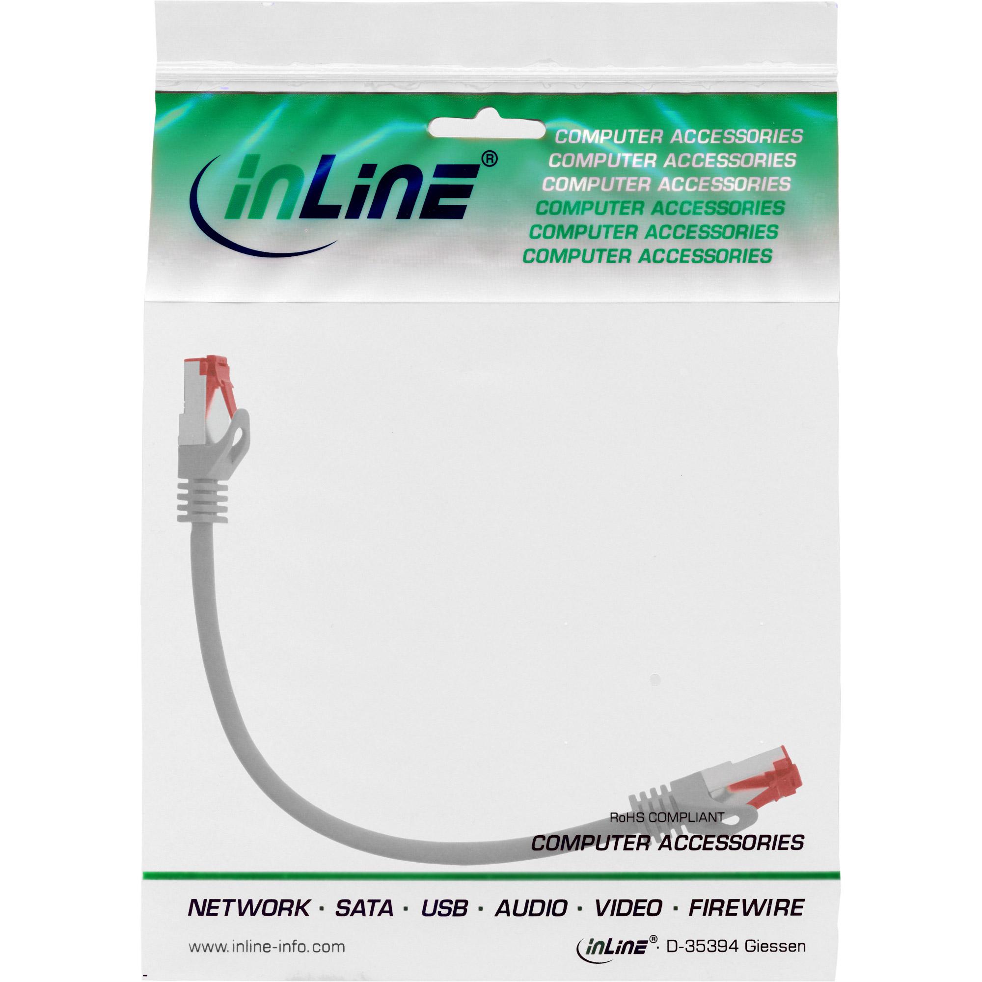 Inline - cavo patch - RJ -45 (m) a rj -45 (m) - 25 cm - cavo SSTP - gatto 6 - alogeno -free, sagome - grigio