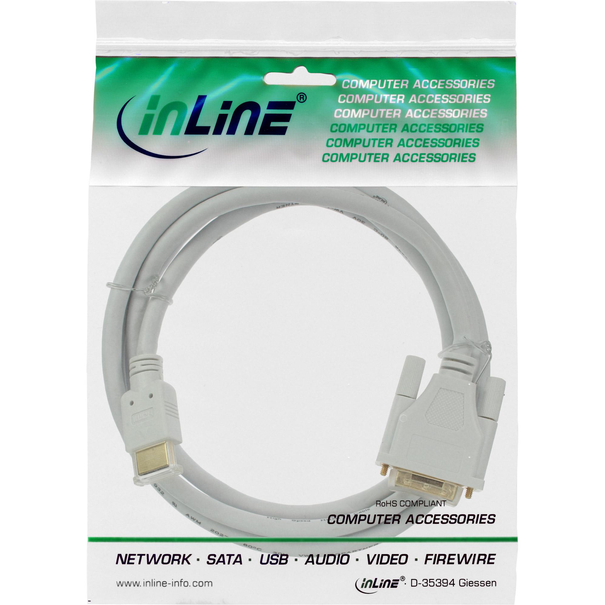 Cavo HDMI-DVI - bianco - oro - HDMI maschio a DVI 18+1 maschio - 5m