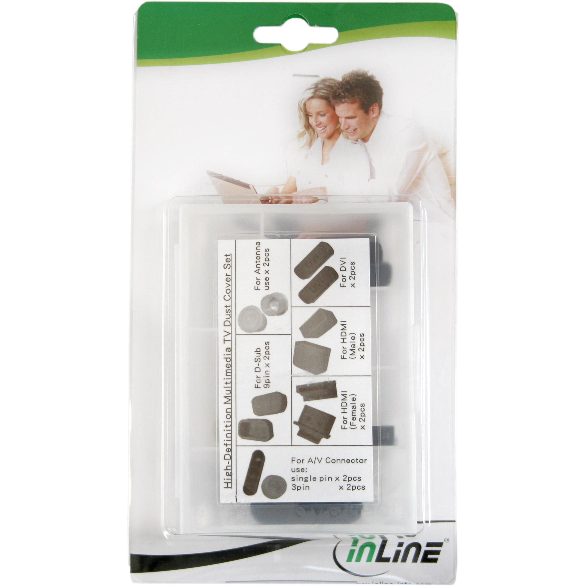 INLINE - set di protezione dalla polvere - per contenuti multimediali (HDMI DVI RCA antenna) - 14 pezzi