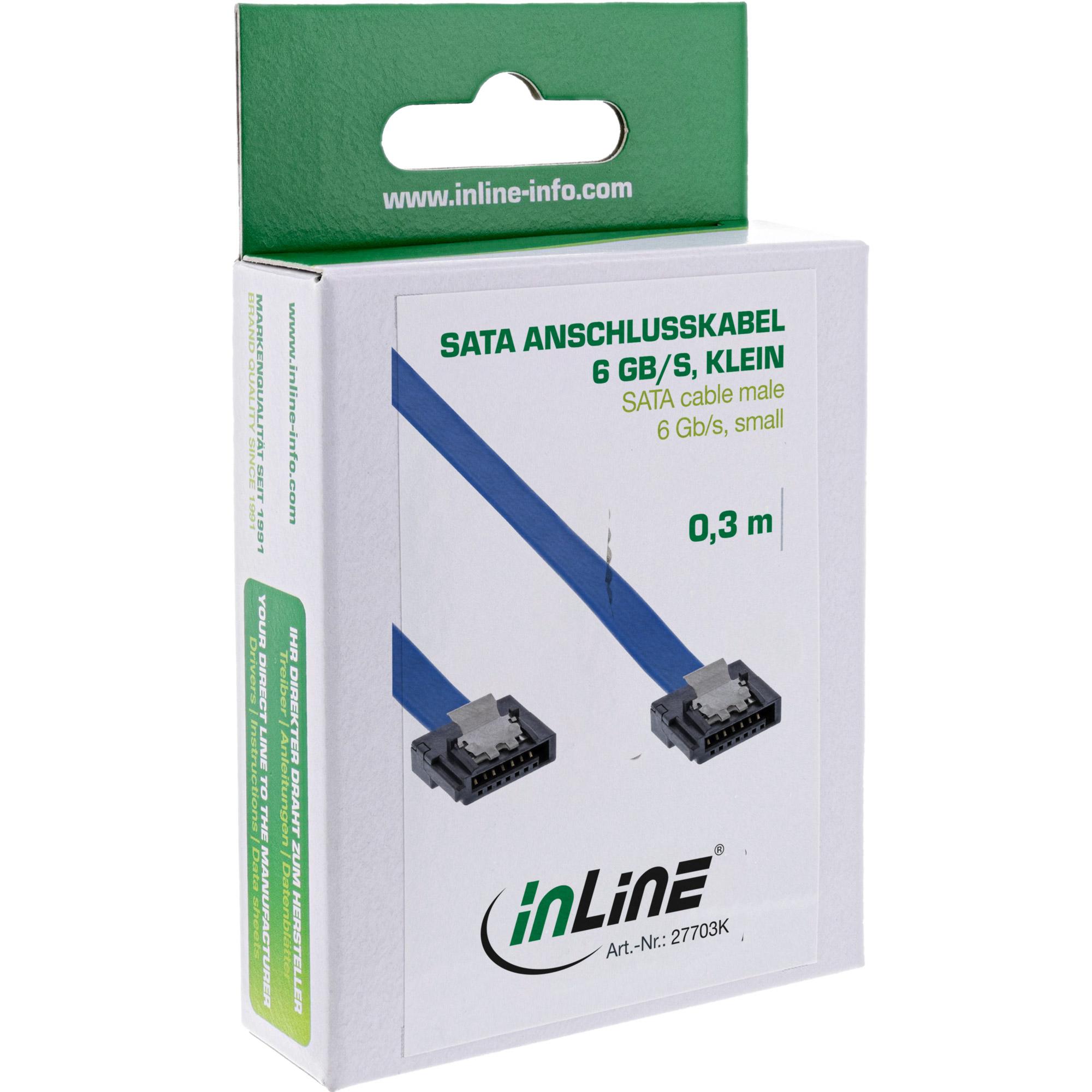 Cavo di collegamento SATA 6Gb-s piccolo - con capocorda di sicurezza - 0,3 m