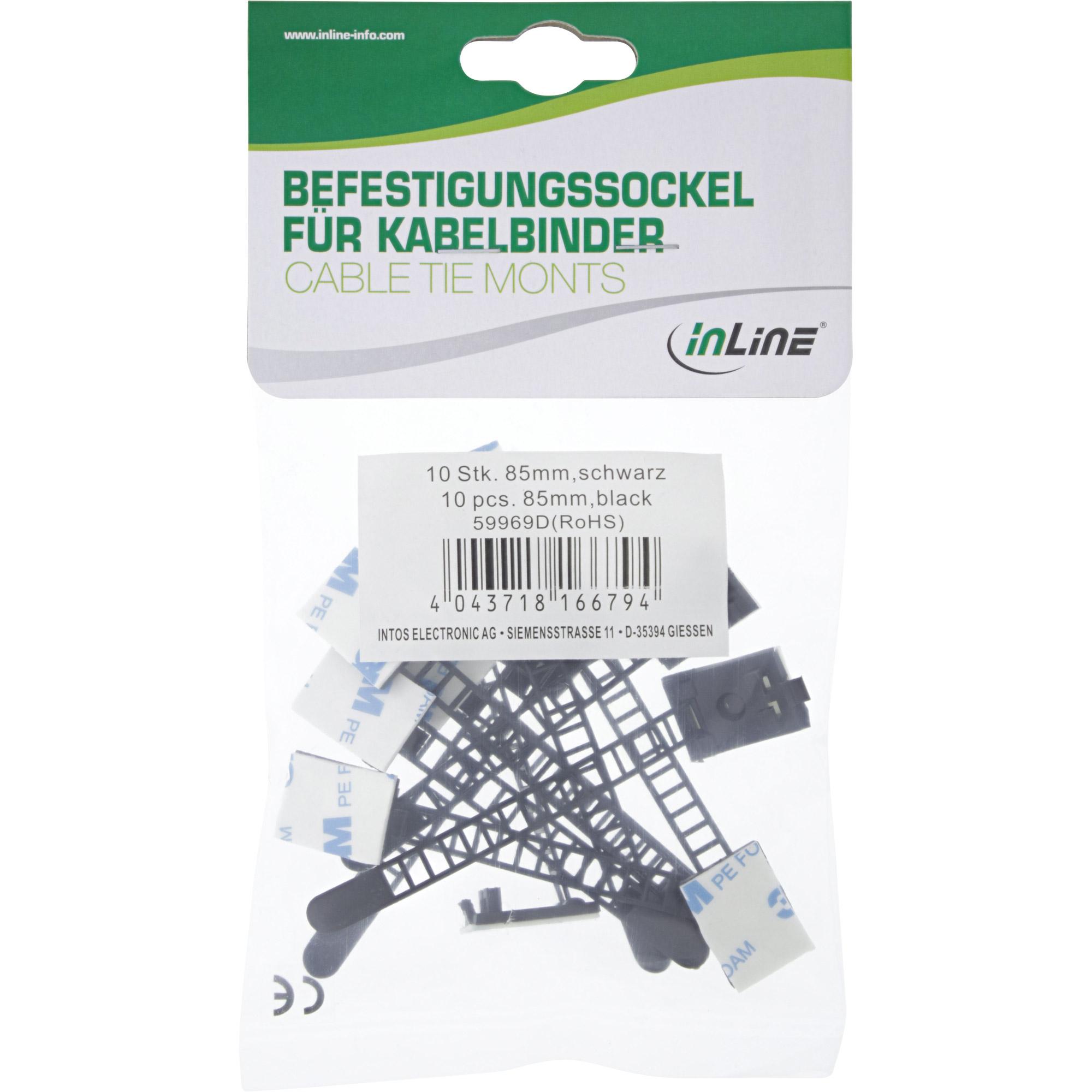 Inline - cravatta a cavo bute morsetto - 94 mm - nero - (pacchetto con 10) (59969f)