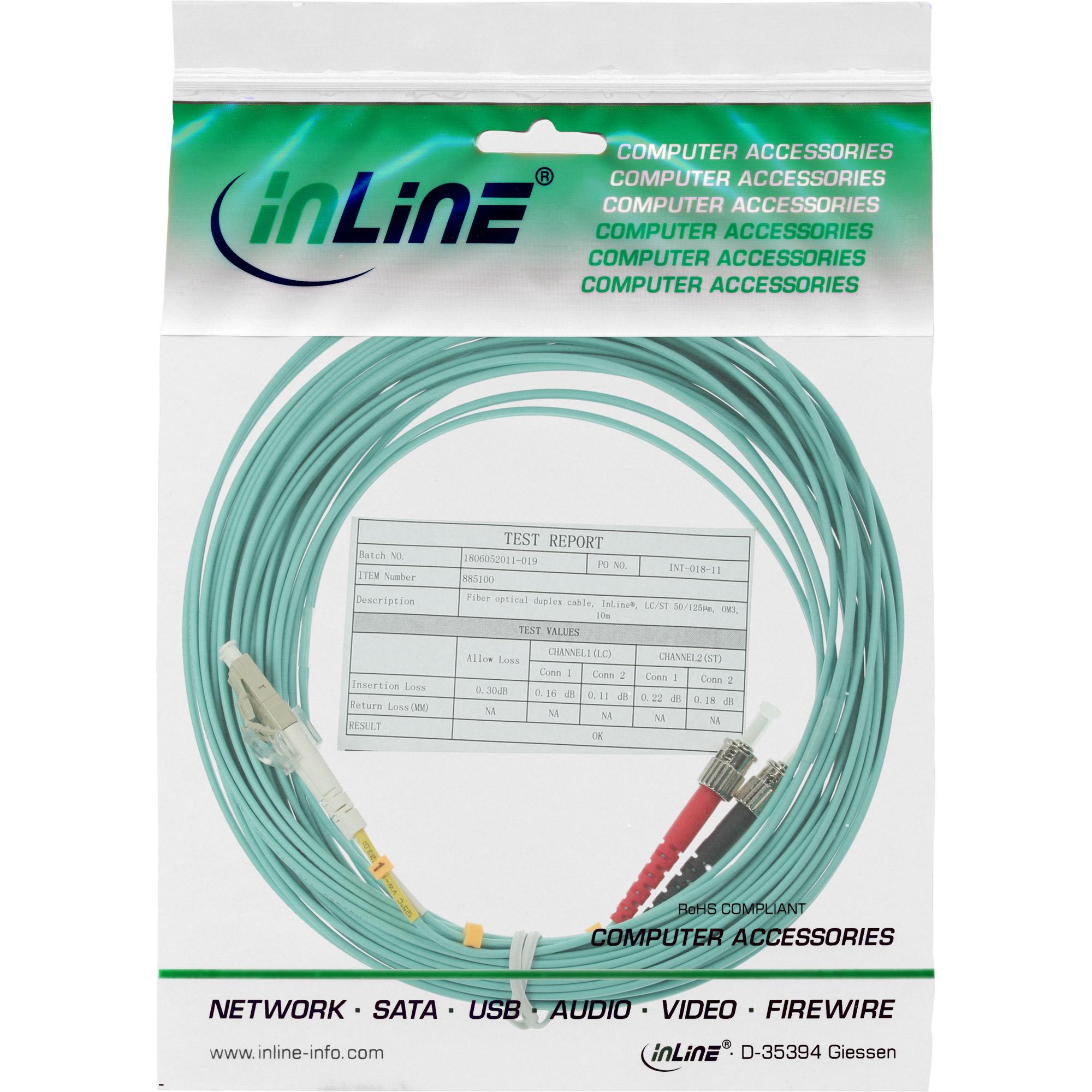 Cavo duplex in fibra ottica - LC-ST - 50-125 - OM3 - 2 m