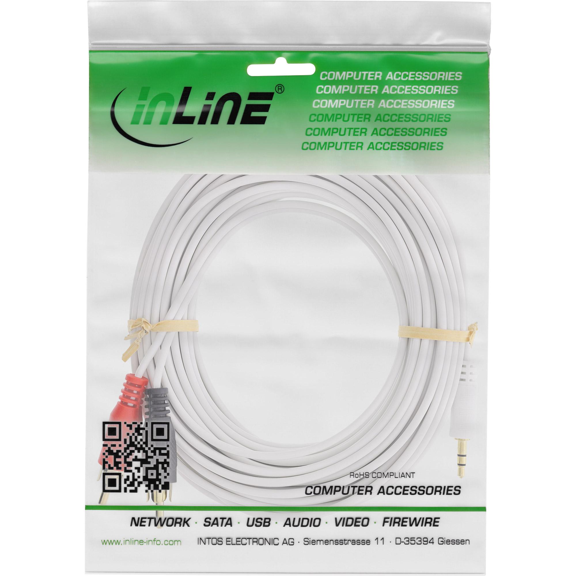 Cavo jack RCA - 2x connettori RCA su jack da 3,5 mm - 10 m