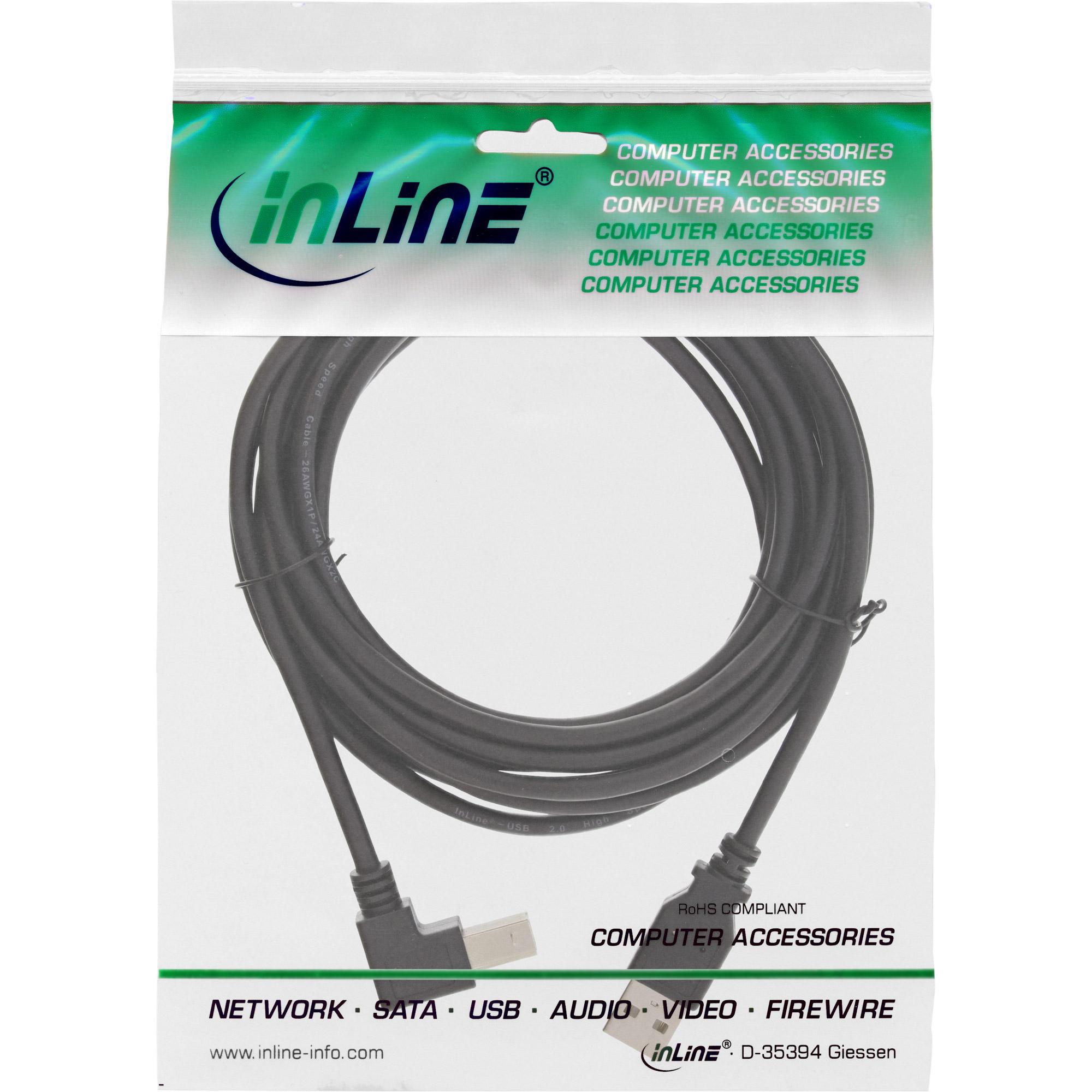 Cavo USB 2.0 - da A a B angolato in basso - nero - 1 m