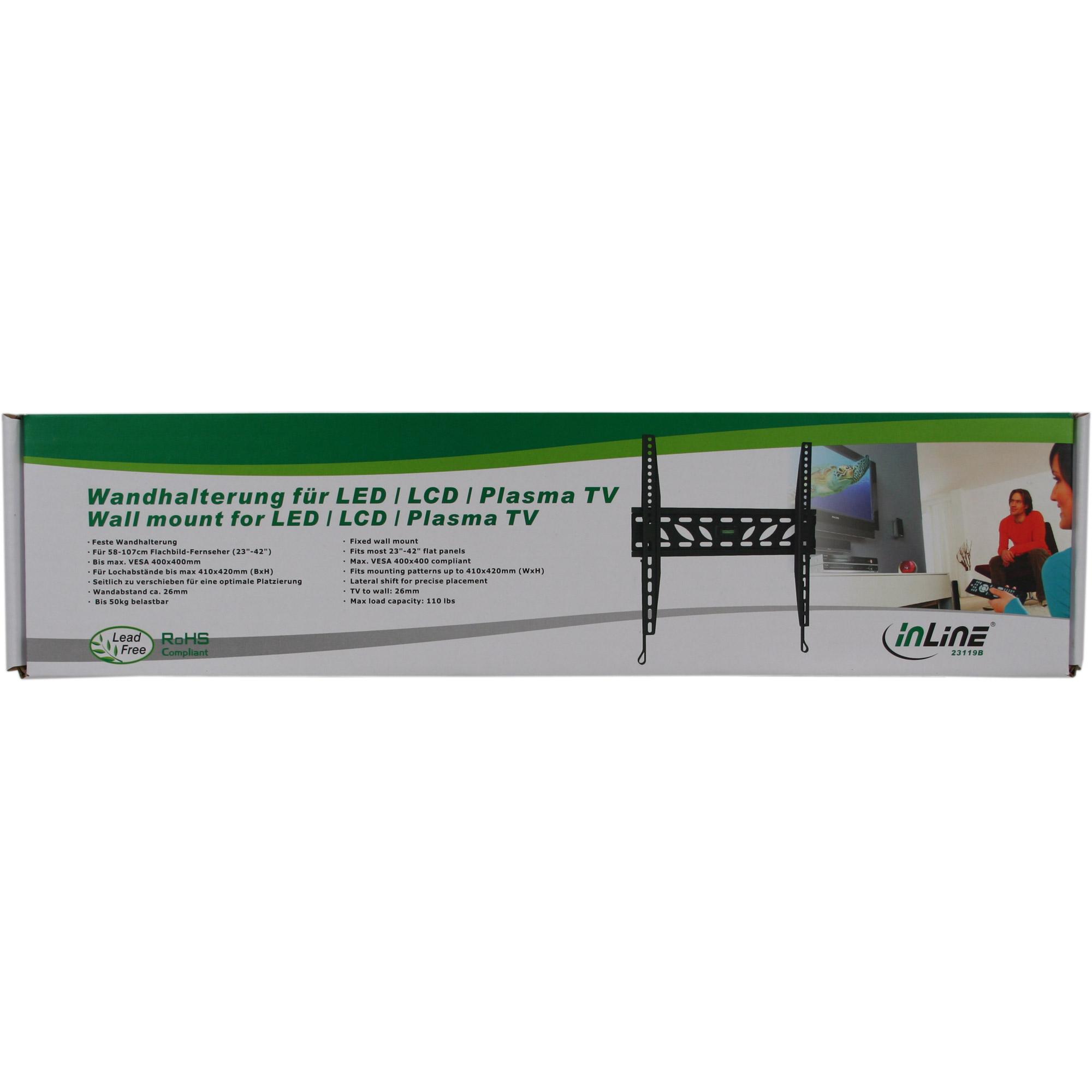 InLine Staffa da parete per LCD / LED / plasma 32-55" dist.26mm max.50 kg