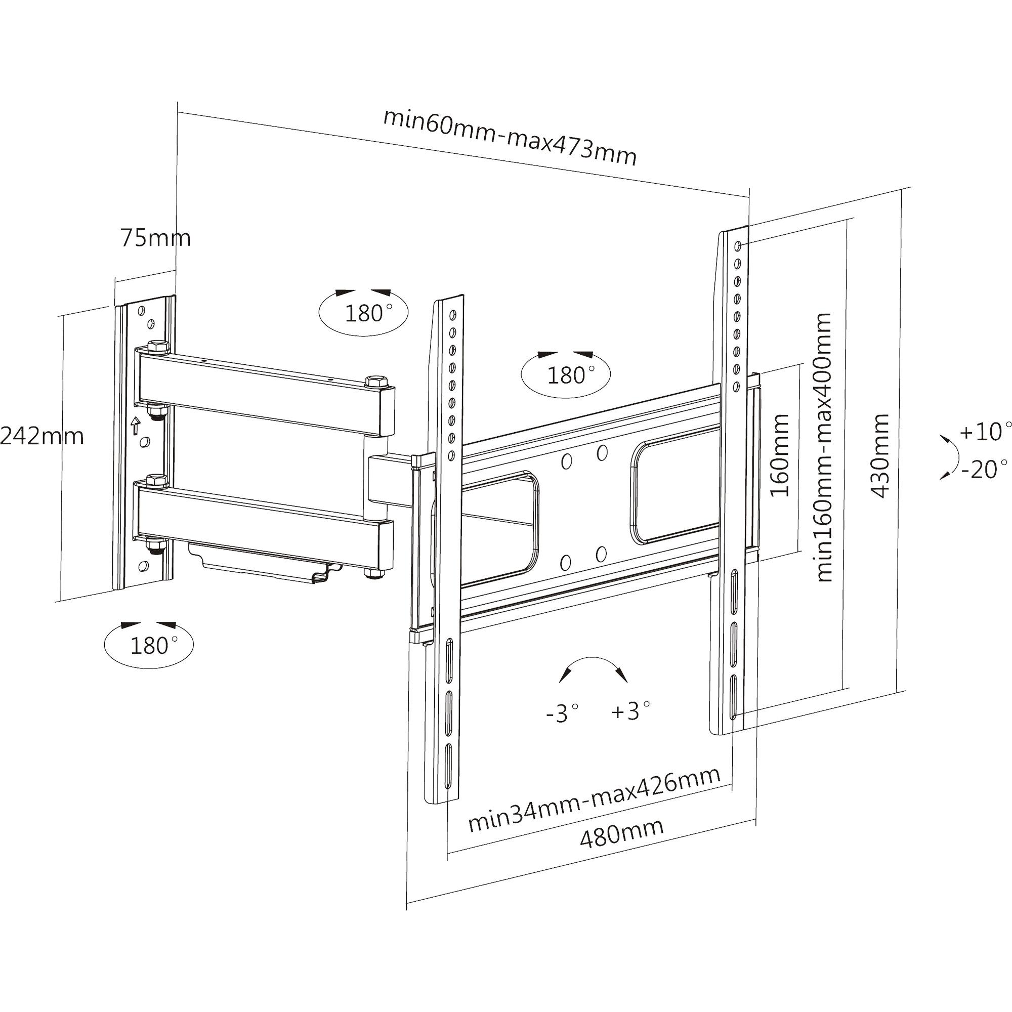 InLine Staffa a parete per display 32-55 max.50kg