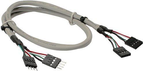 Posizione in linea USB2.0 internamente - Cavo USB - 2 X 4 -Pin Post Connector (M) - 2 x 4 -pin Post Socket (W) - 60 cm (33440J)