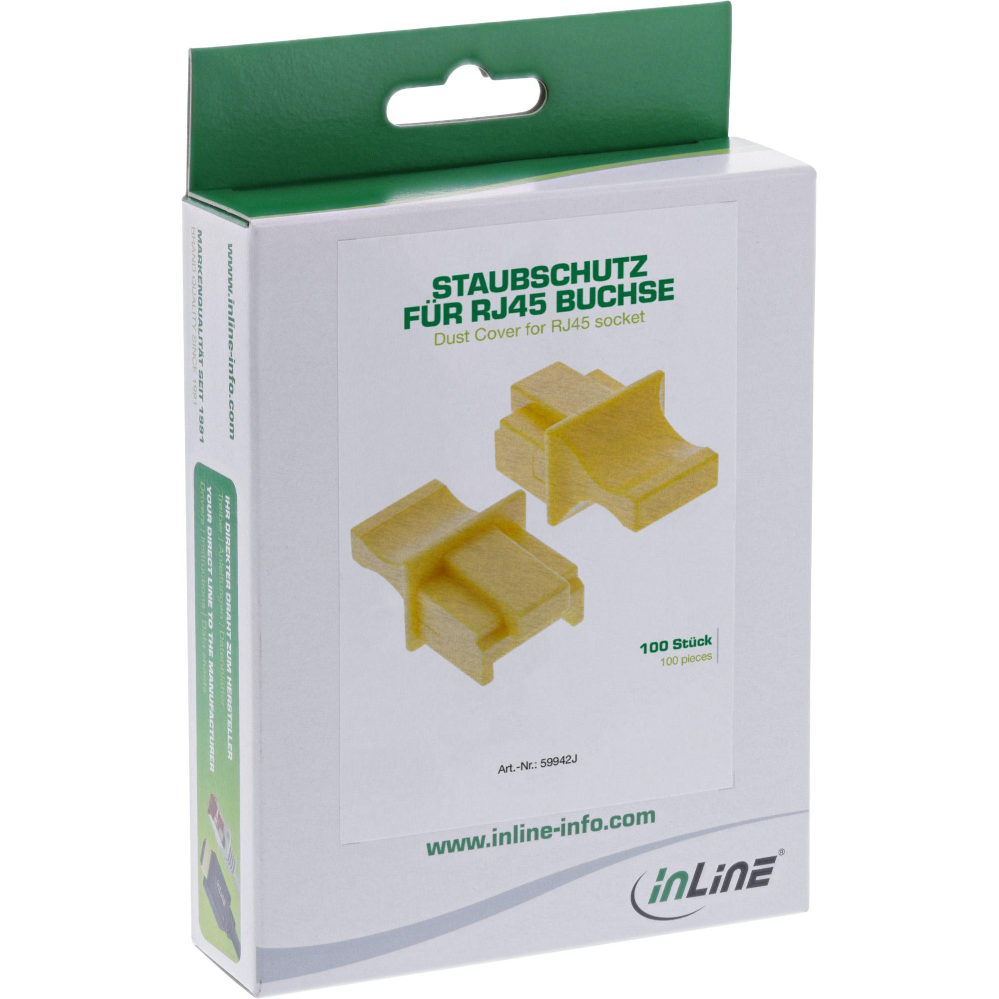InLine - Copertura antipolvere per presa RJ-45 - Giallo (confezione da 100) (59942J)