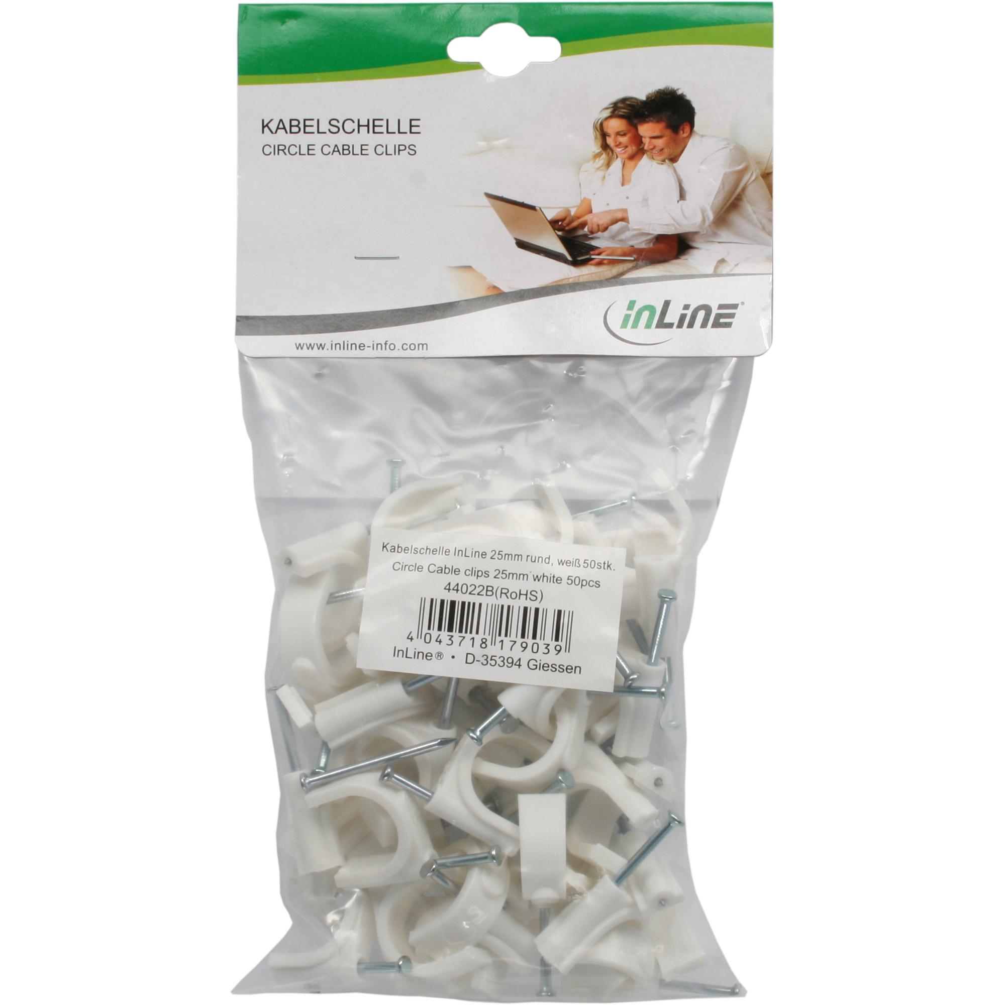 InLine Graffe fermacavo con chiodo per cavo piatto 20mm bianca 50pz