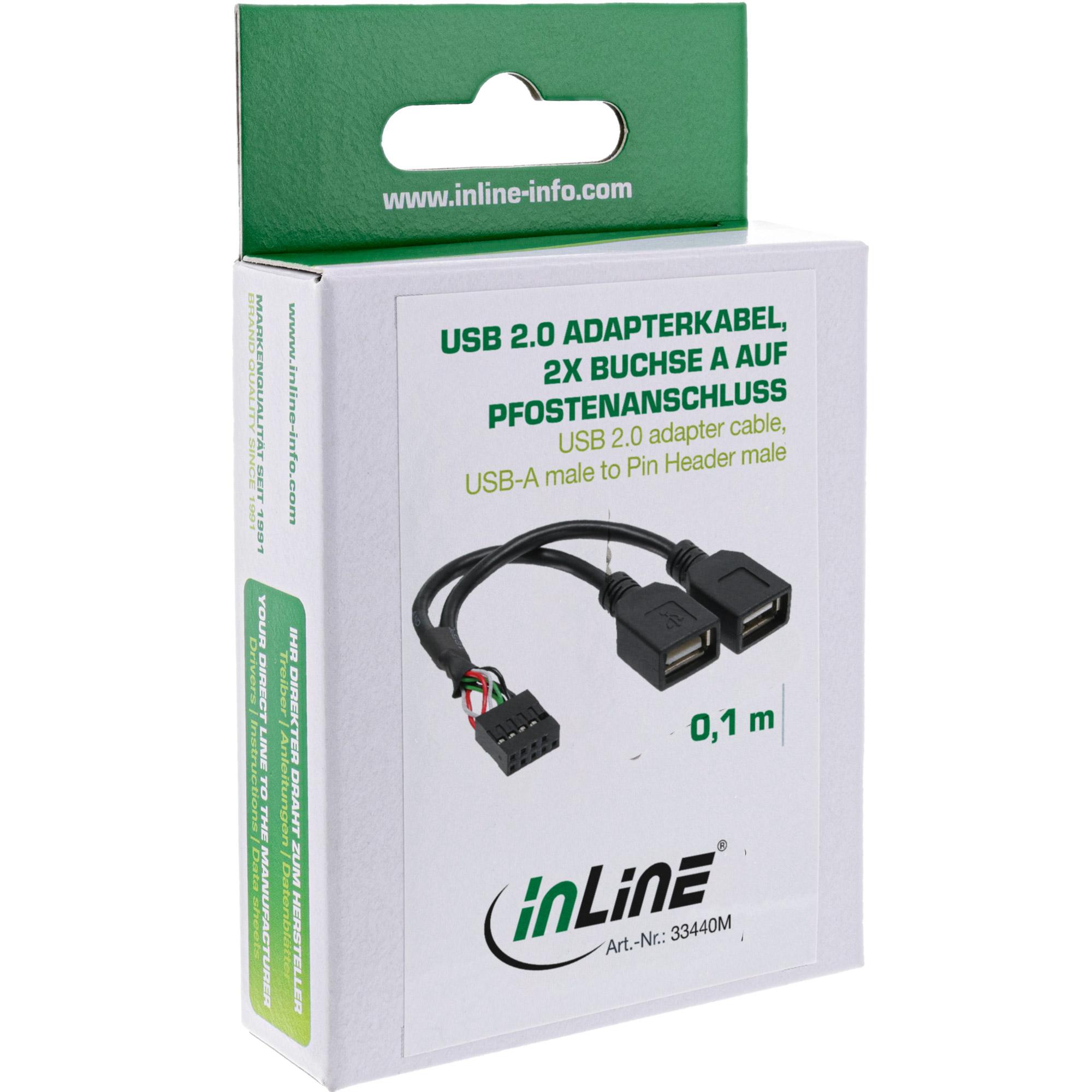 Cavo adattatore USB 2.0 - 2x presa A per collegamento a palo