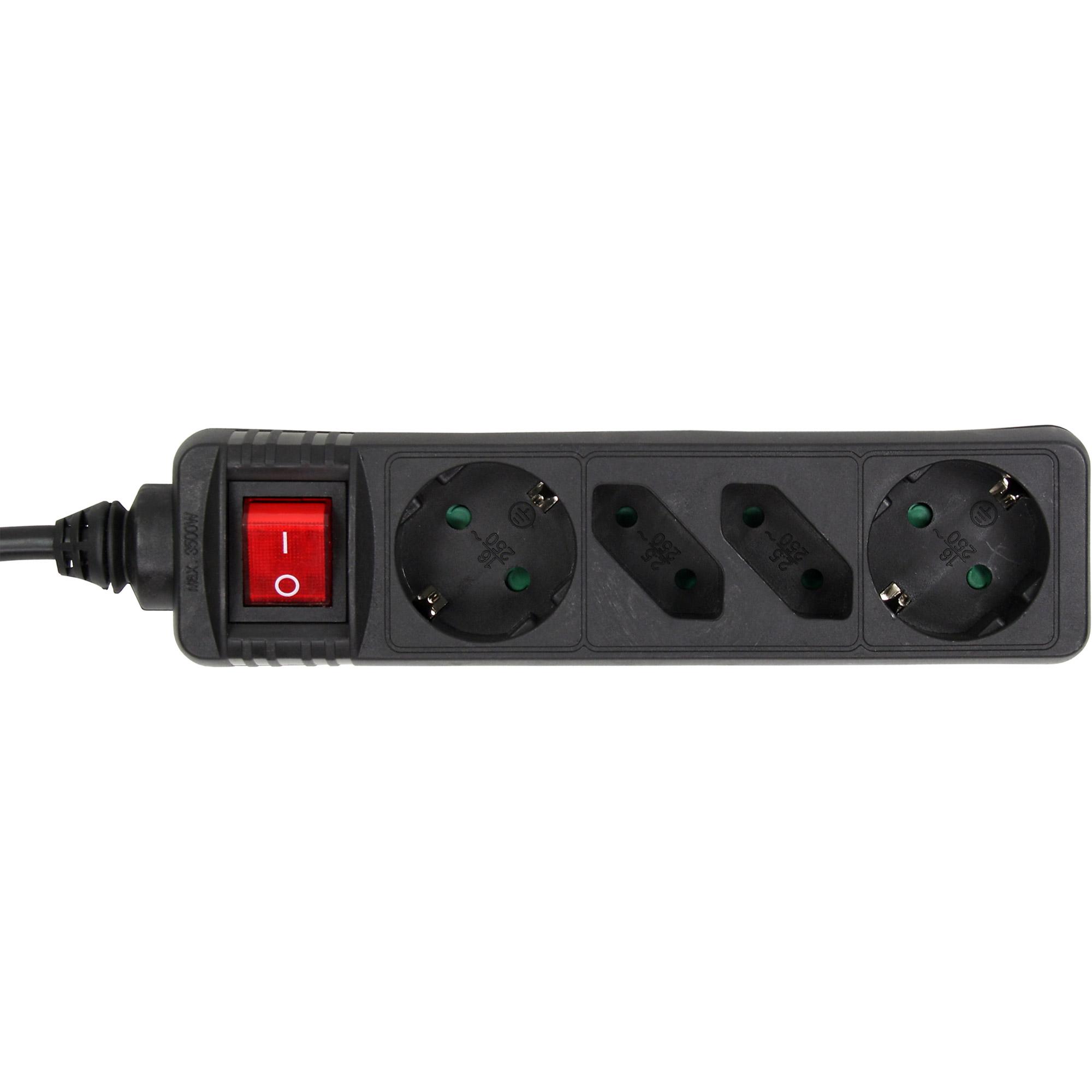 INLINE - Multipresa - Connessioni di uscita 4 - 5 m - Nero