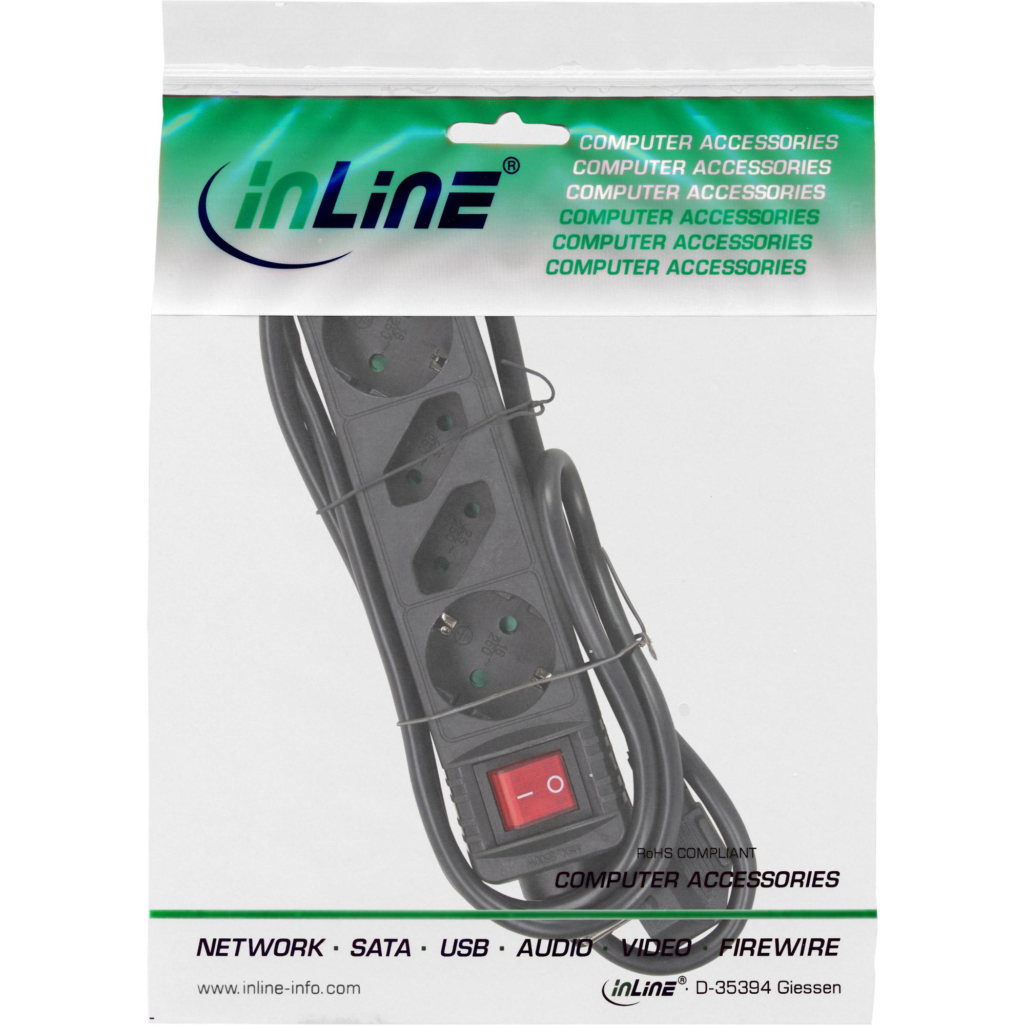 INLINE - Multipresa - Connessioni di uscita 4 - 5 m - Nero