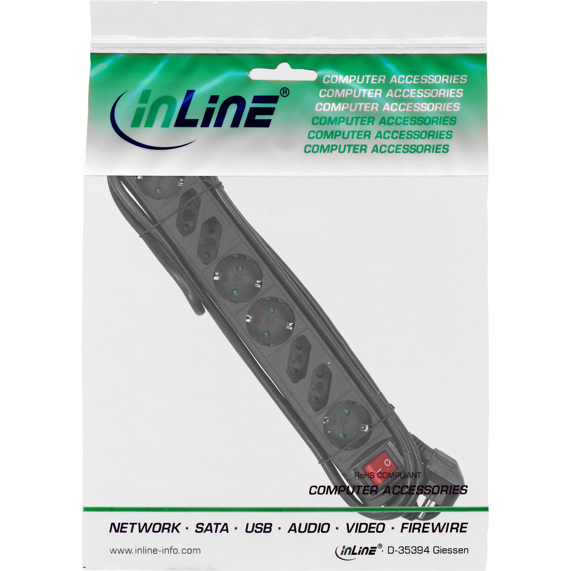 INLINE - Prolunga - Connessioni in uscita 8 - 15 m - Nero