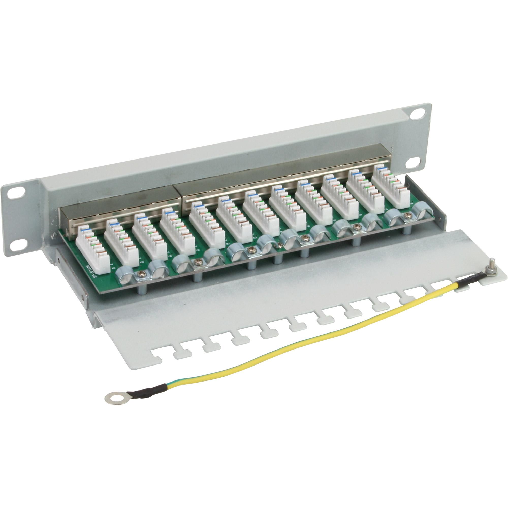 InLine Patch Panel Cat.6 12-porte 254cm (10") 1HE grigio chiaro RAL7035