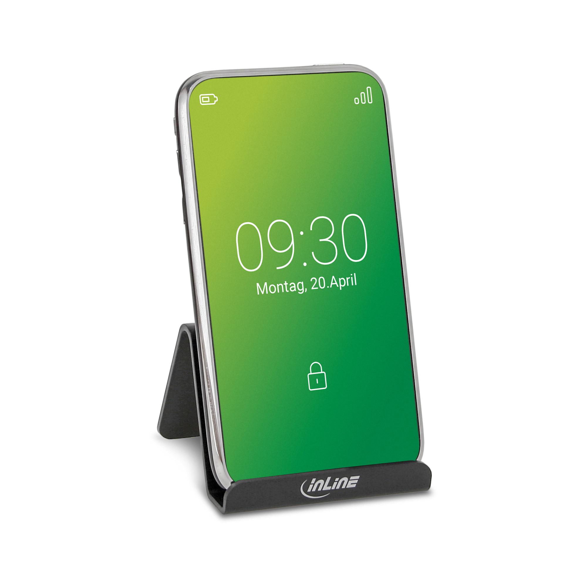 InLine Supporto Smartphone scrivania o tavolo, 60x60x45mm, nero