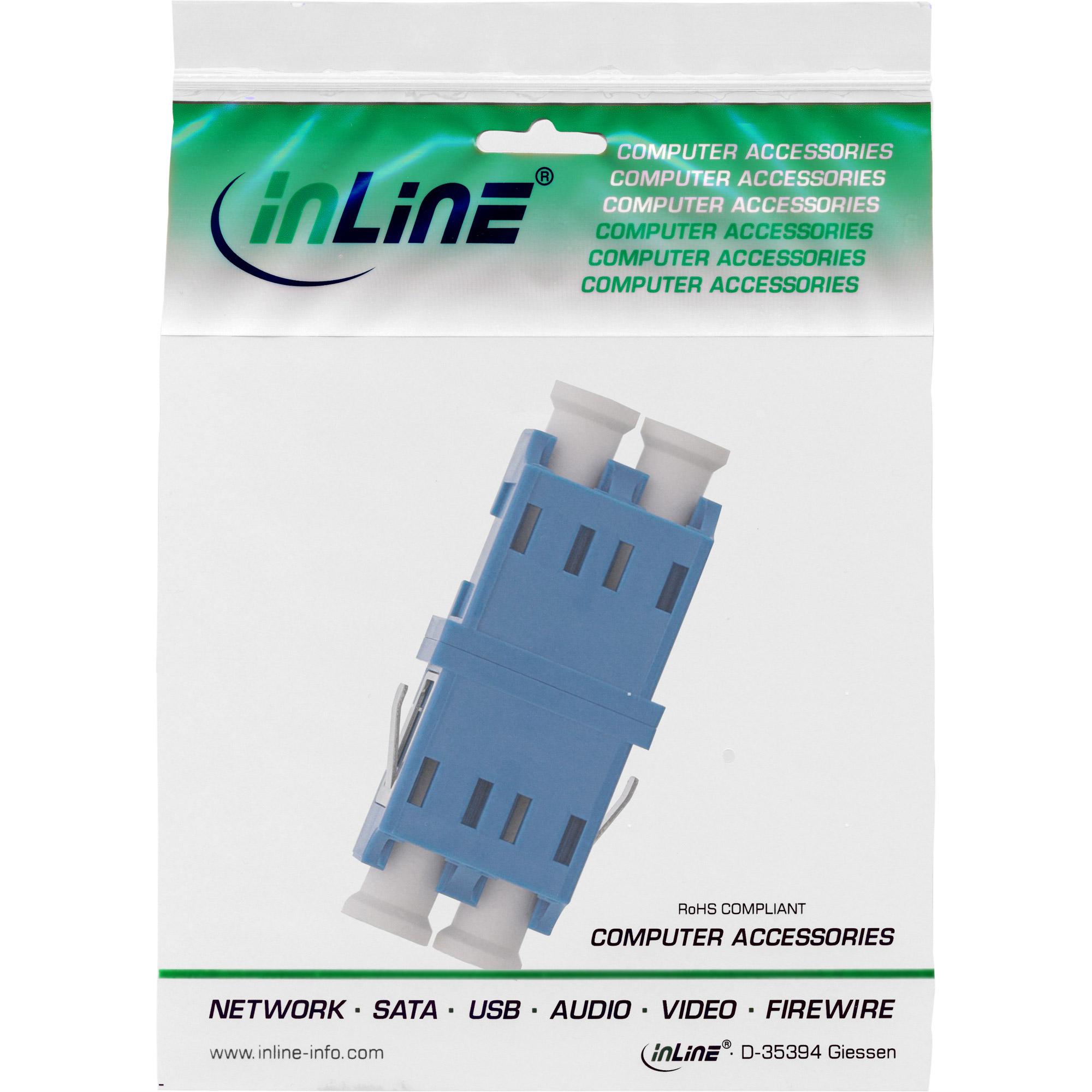 Accoppiatore per fibra ottica - duplex LC-LC - monomodale - blu - manicotto in ceramica