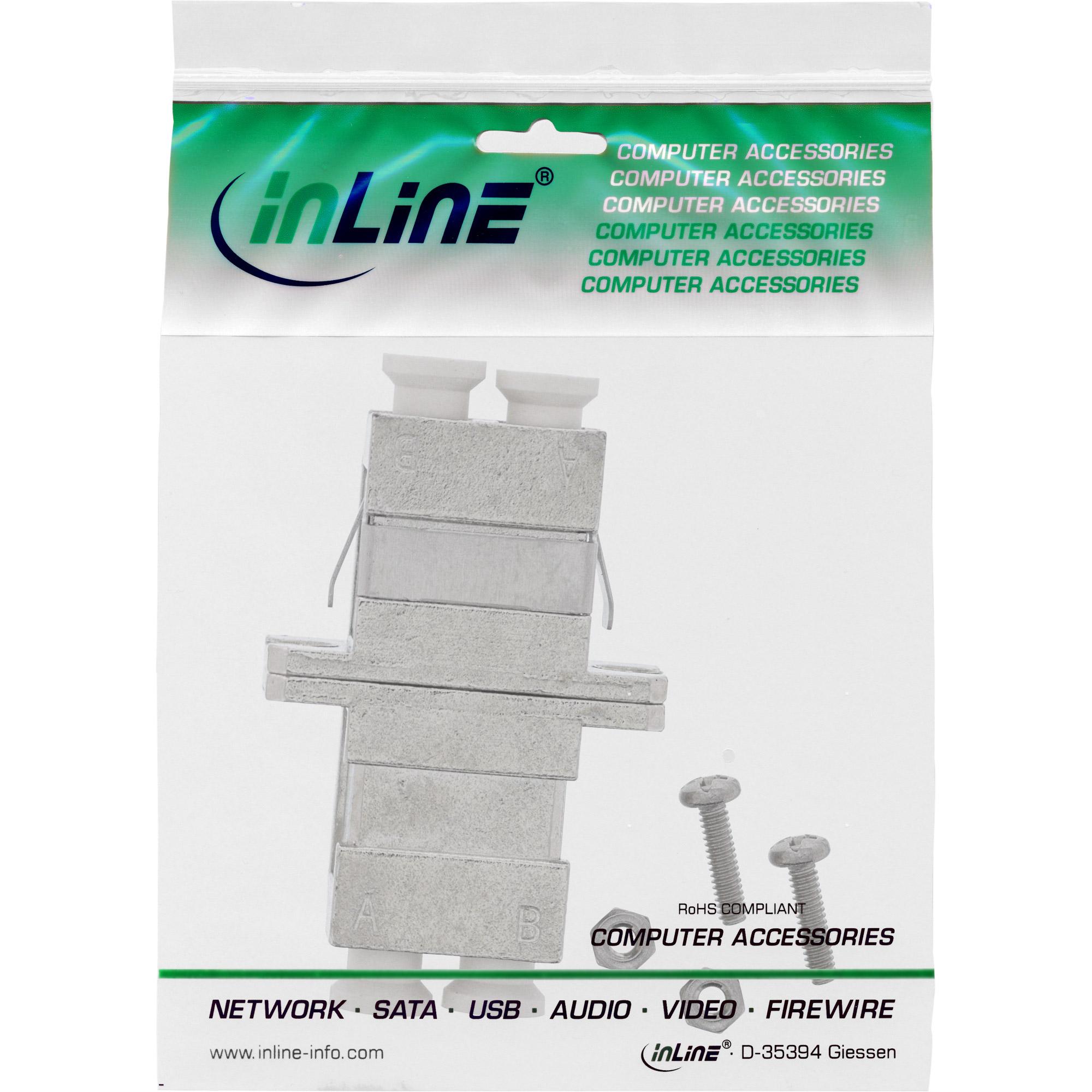 Accoppiatore metallico per fibra ottica - duplex LC-LC - multimodale - manicotto in ceramica - per installazione