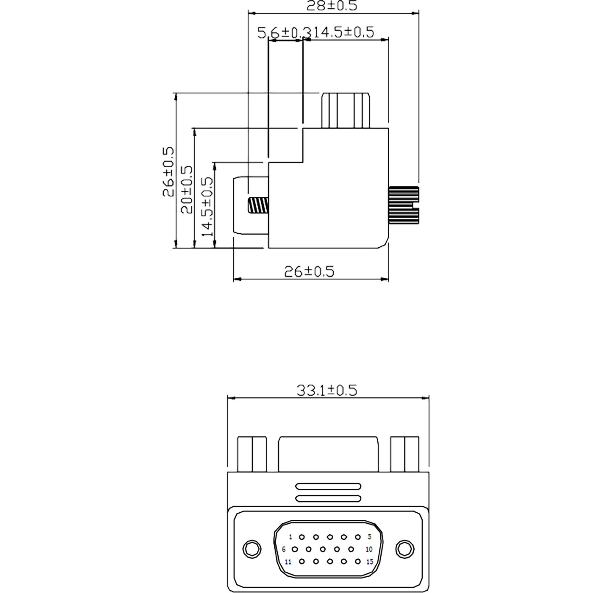 Adattatore VGA presa-spina 90Â° angolo 15 pin