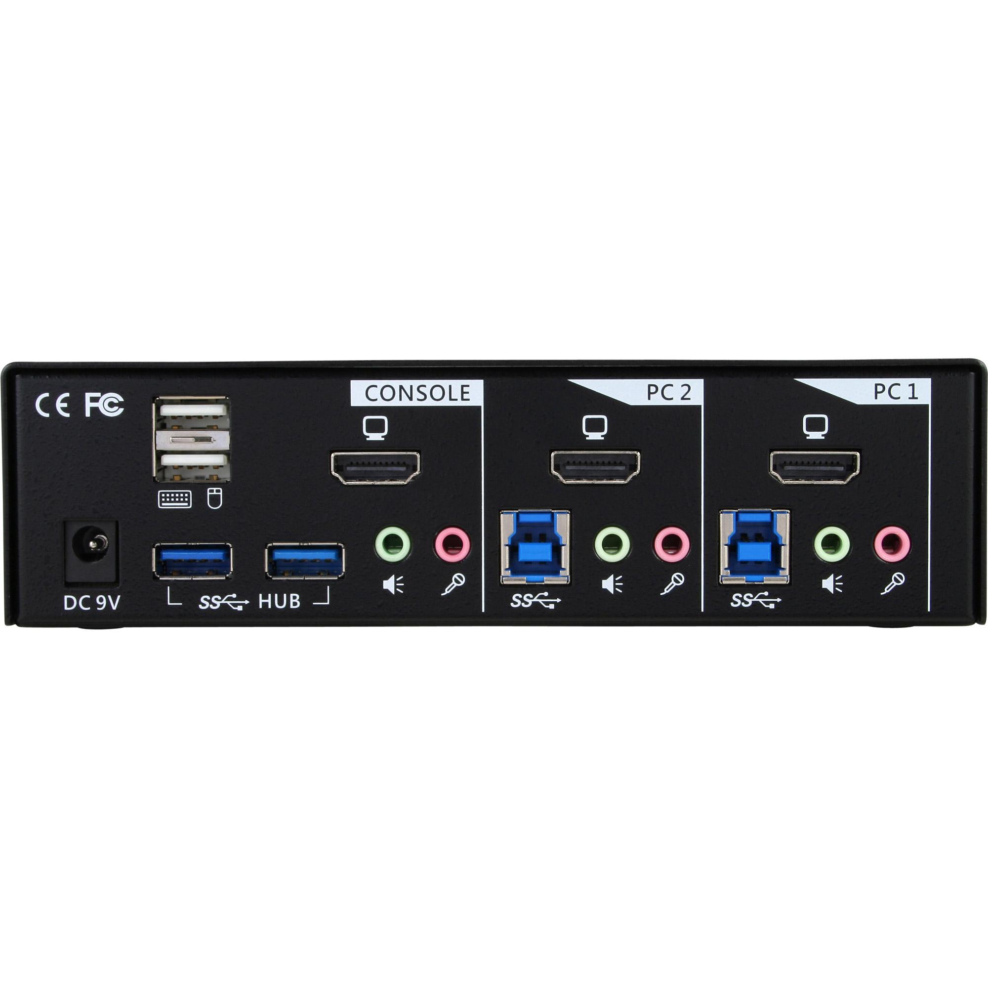 Switch da tavolo KVM - 2 vie - HDMI - Hub USB 3.0 - con audio