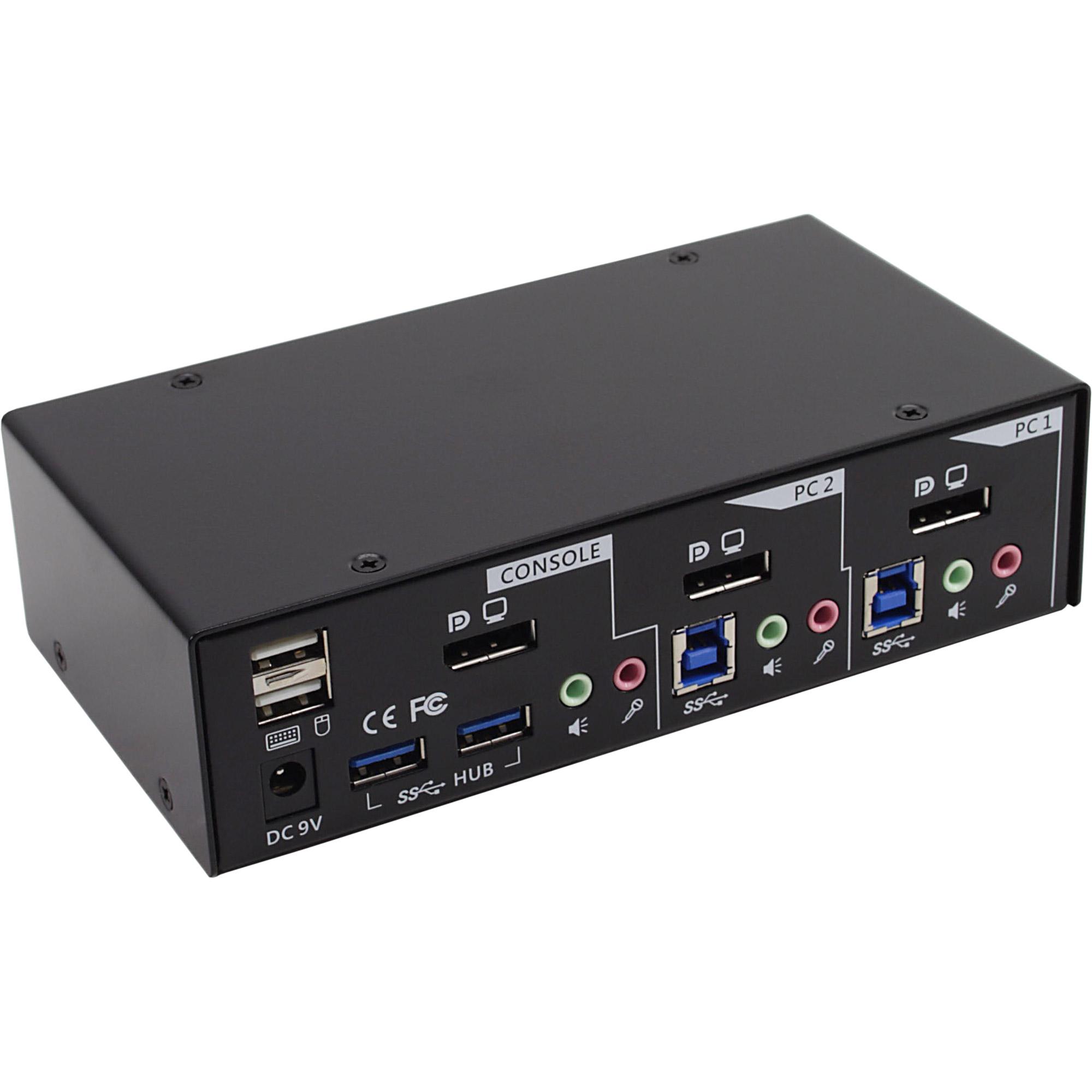 Switch desktop KVM - 2 vie - DisplayPort - Hub USB 3.0 - con audio